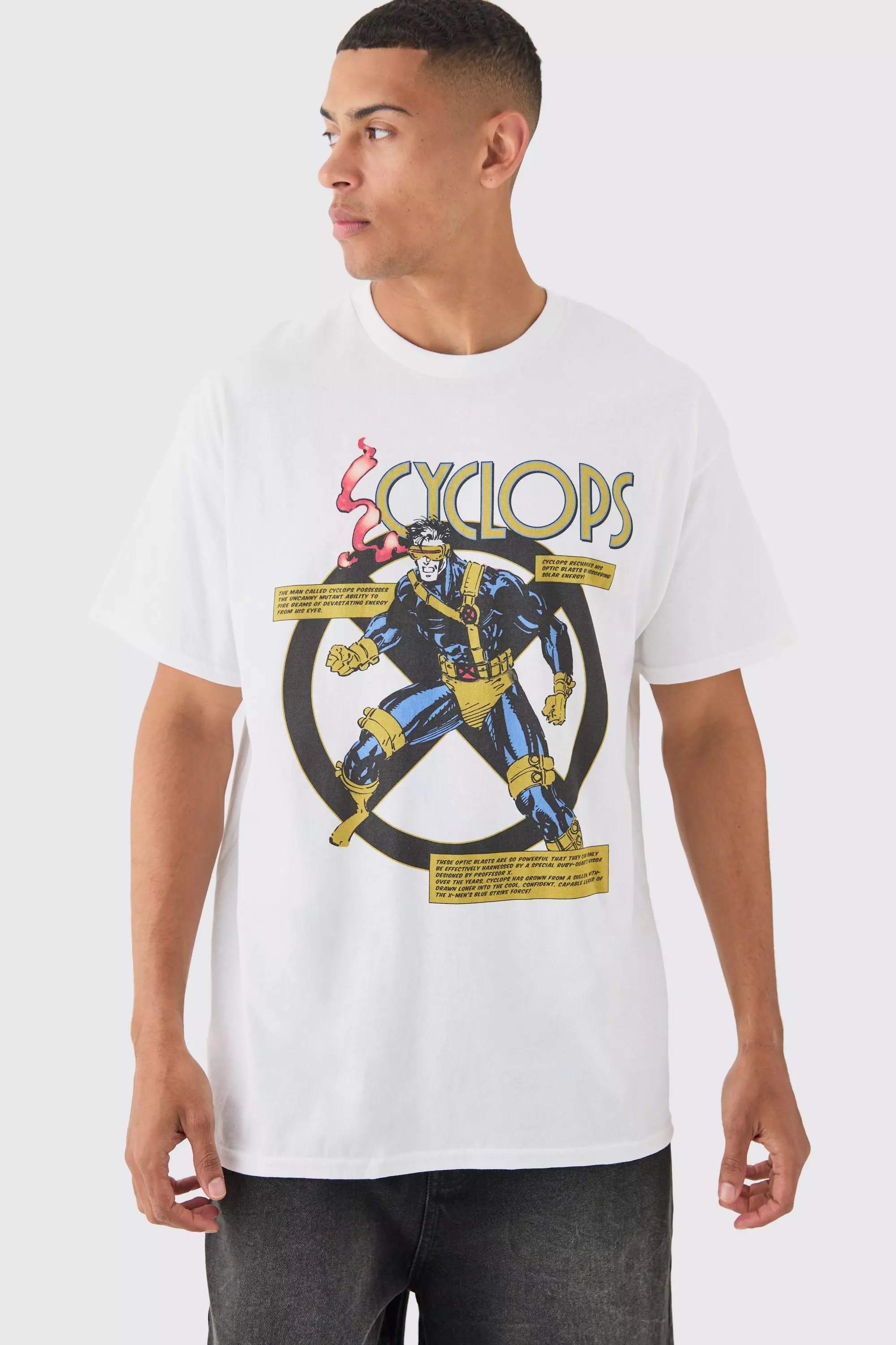 Oversized Marvel Cyclops X Men License T-shirt White