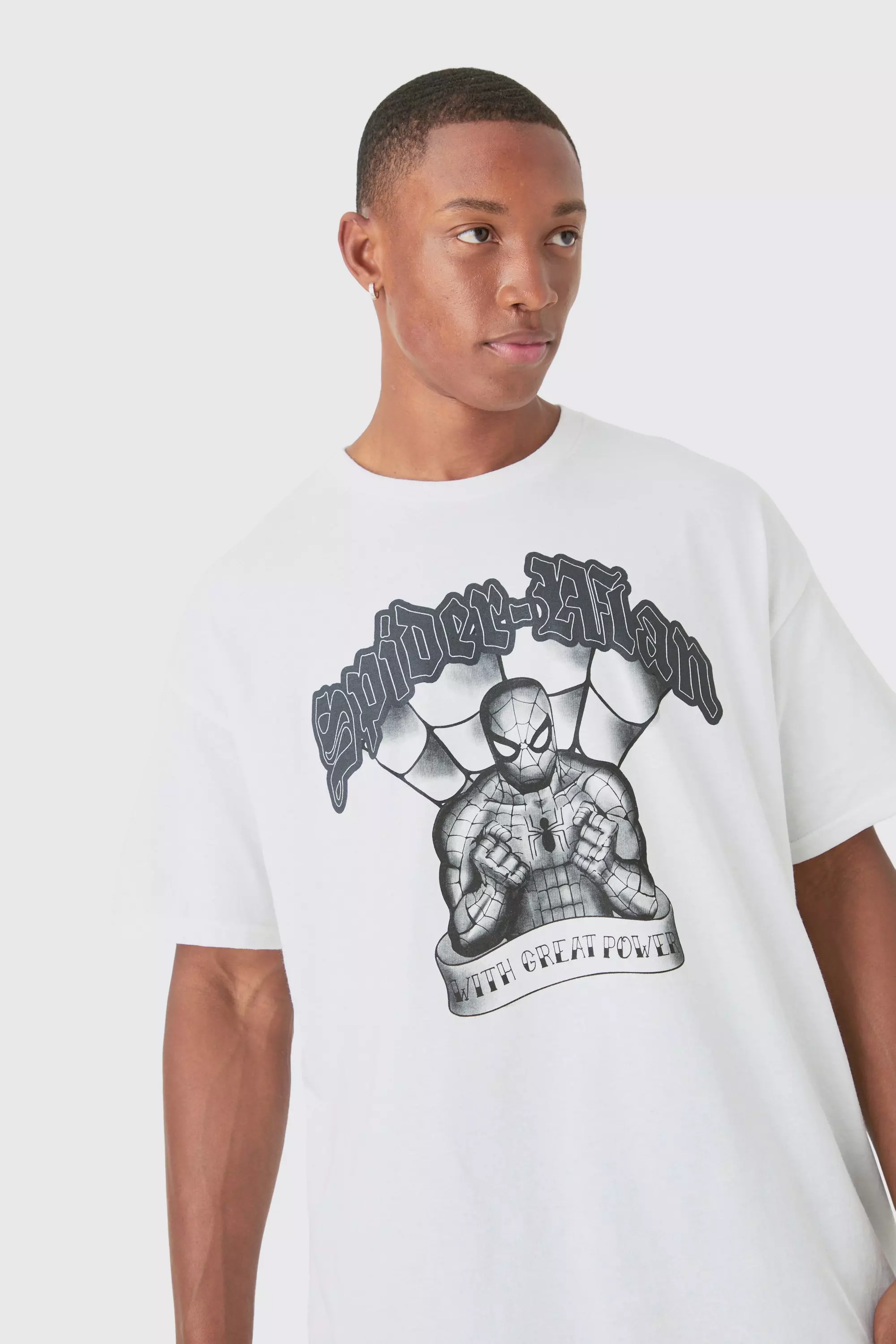 White Oversized Marvel Spiderman License T-shirt alternative image