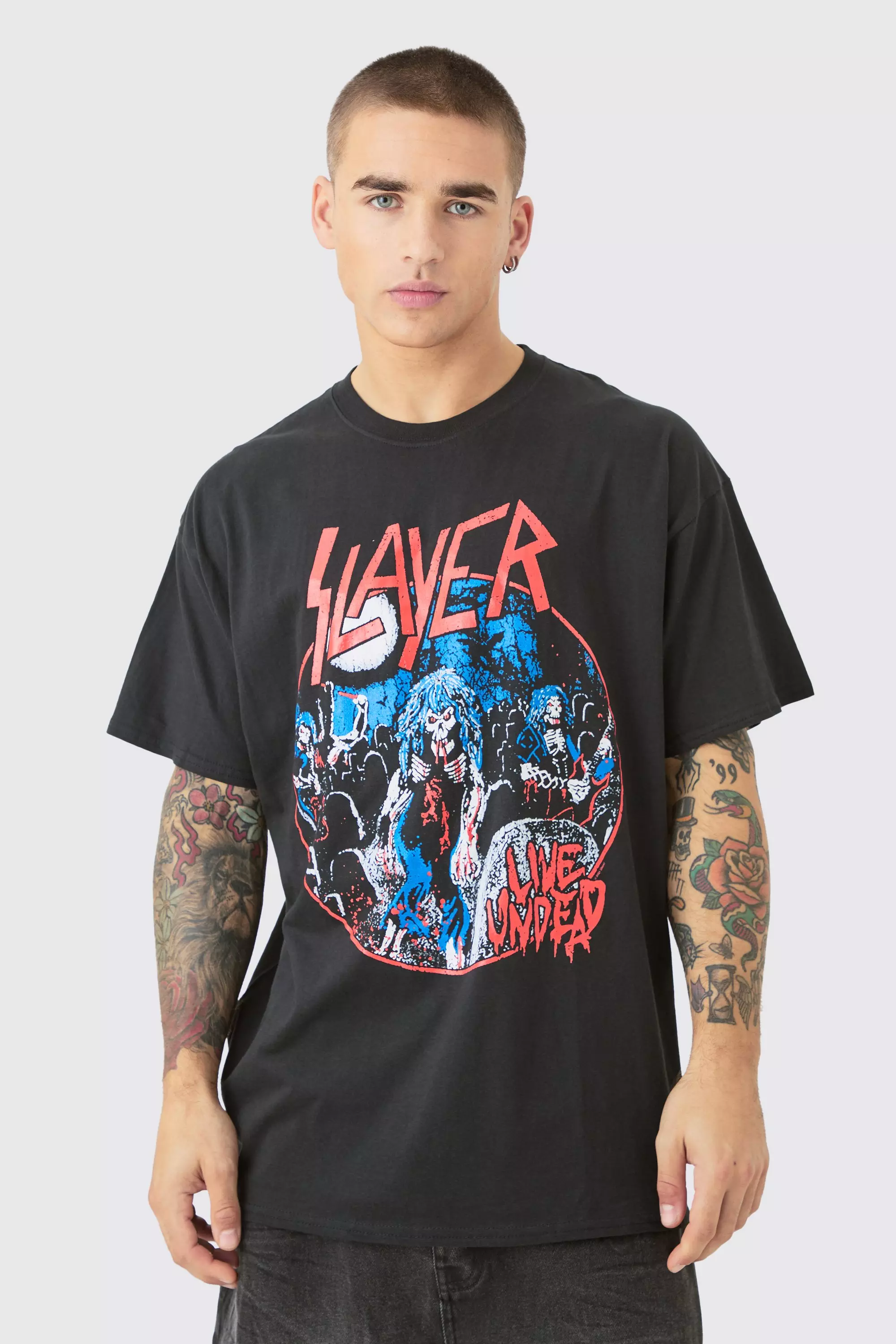 Oversized Slayer Band License T-shirt Black