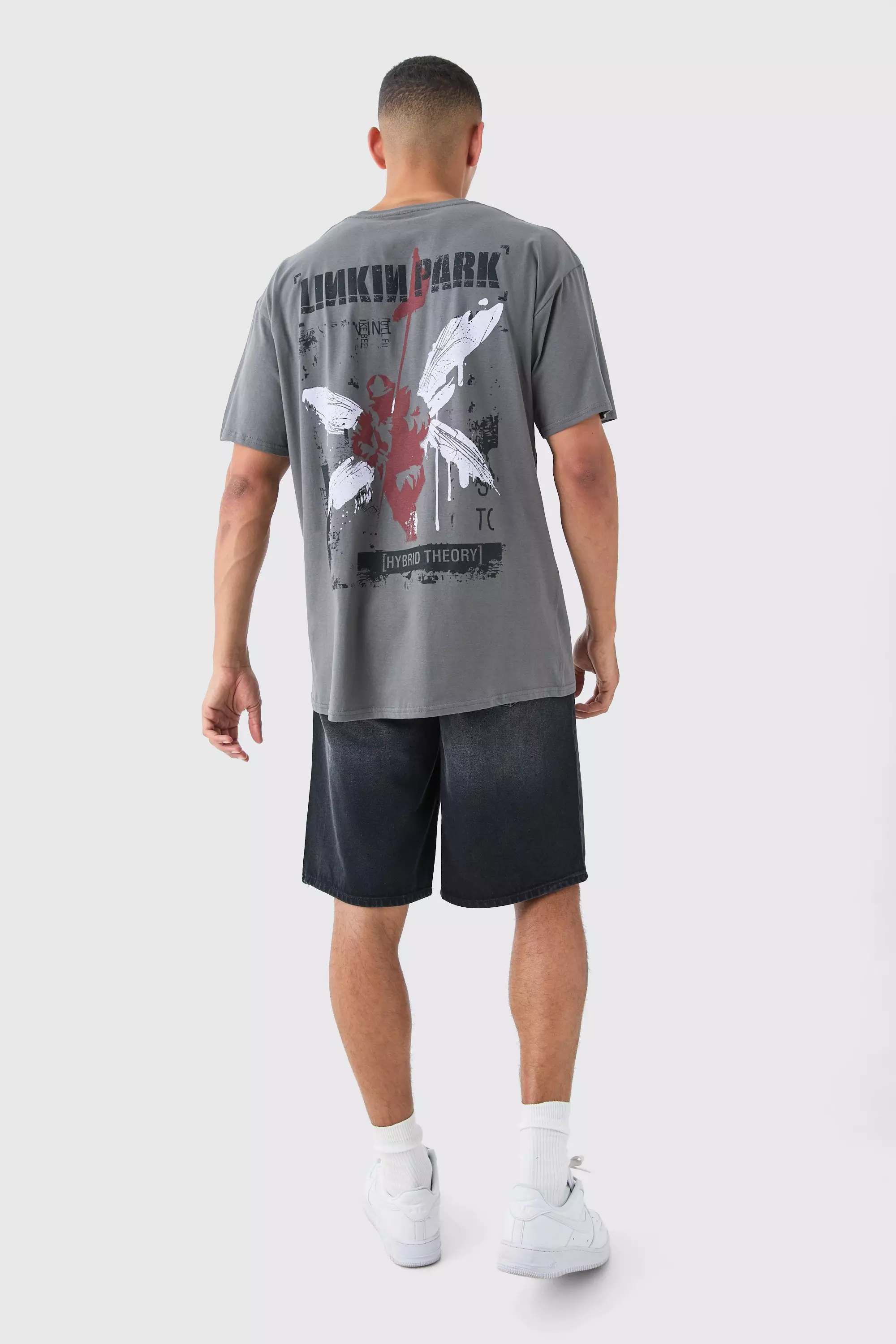 Charcoal Oversized Gelicenseerd Linkin Park T-Shirt alternatieve afbeelding