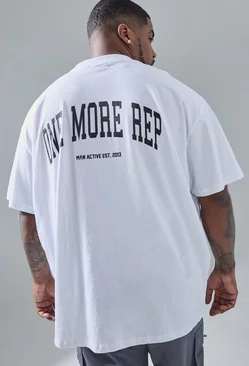 White Plus Man Active Gym Oversized Rep T-shirt