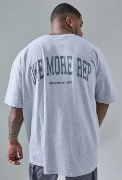 Plus Man Active Oversized One More Rep T-shirt Grey marl