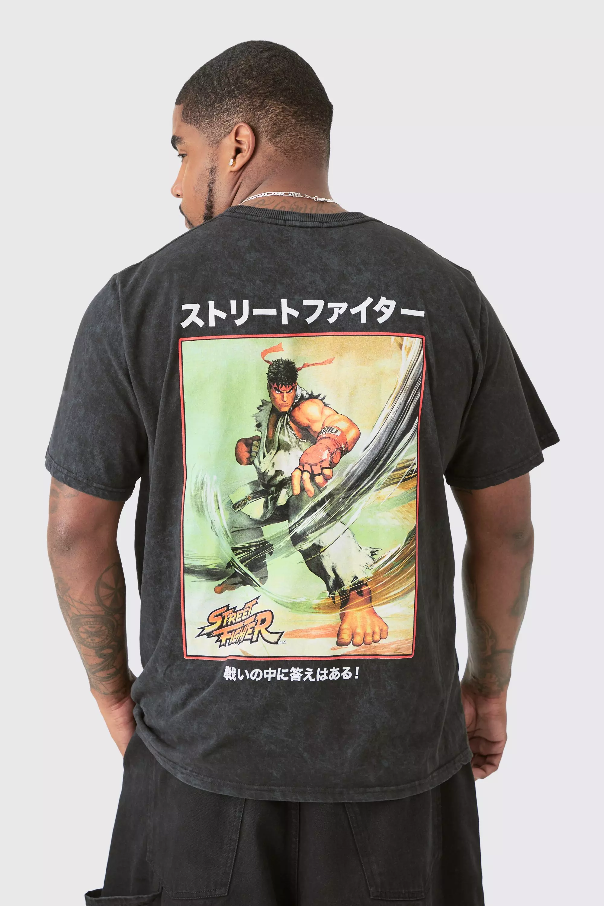 Plus Street Fighter Anime T-shirt In Black Black