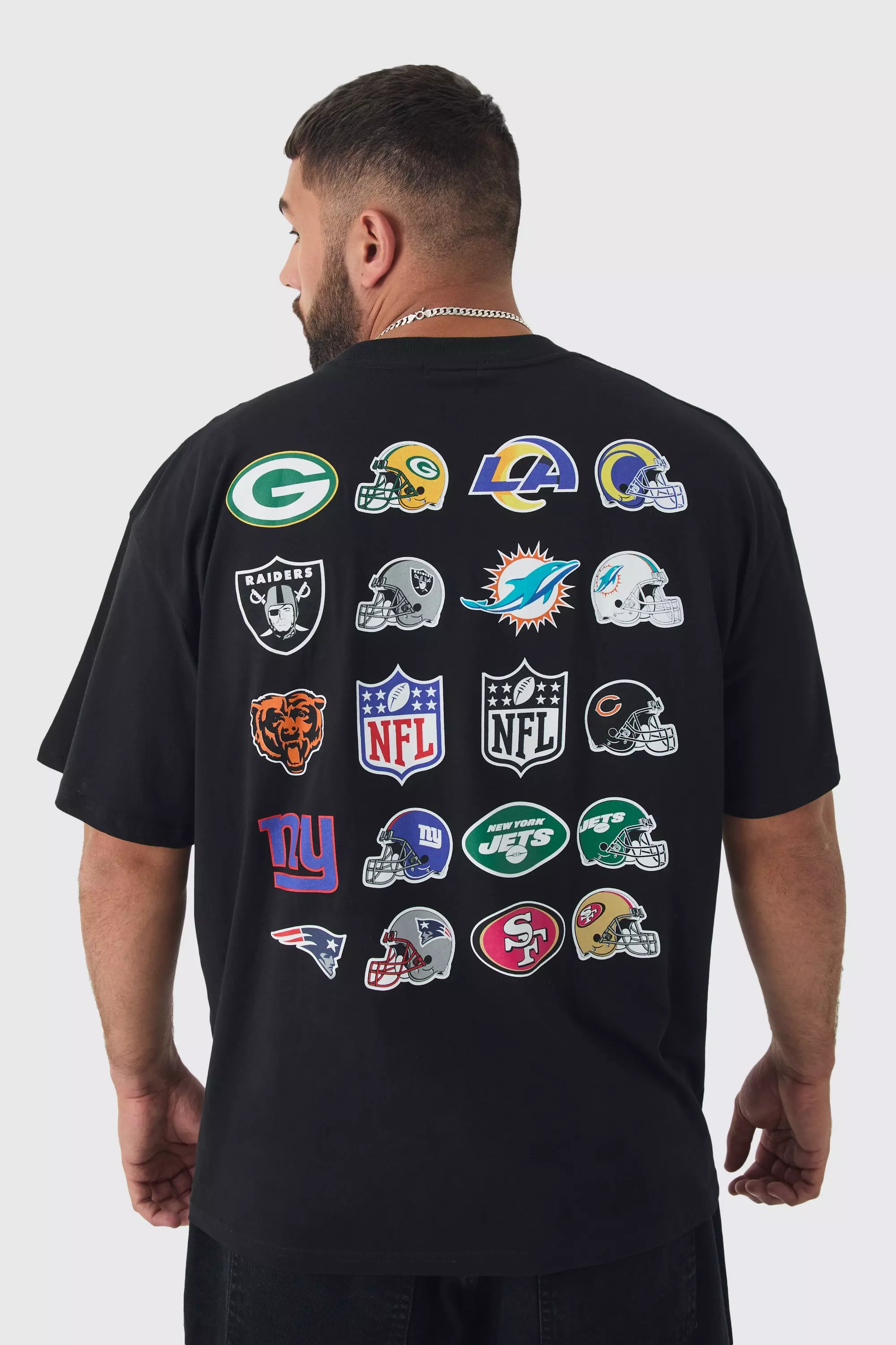 Plus NFL Licence Badge T-shirt In Black Black