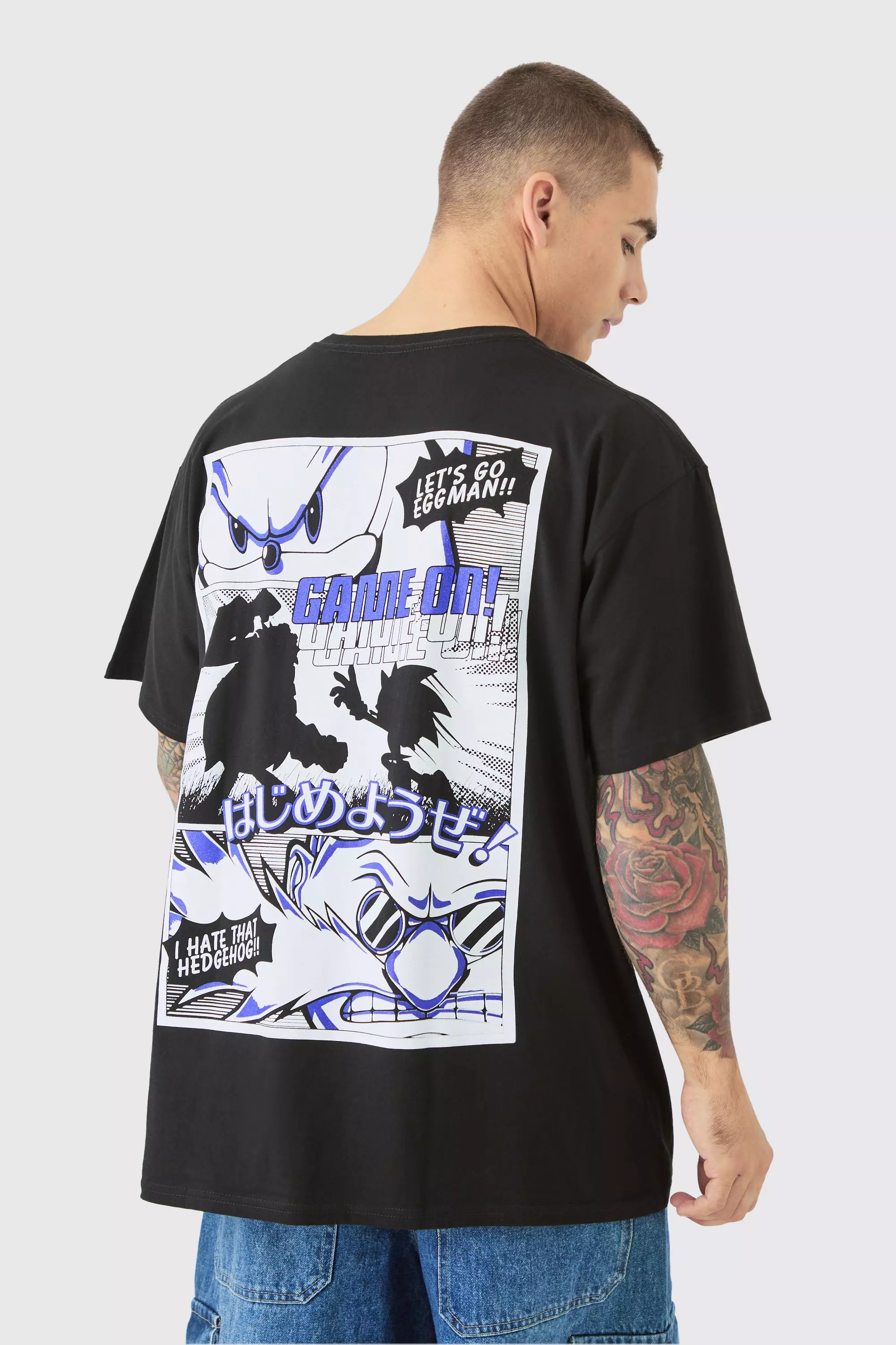 Black Oversized Sonic The Hedgehog Anime License T-shirt alternative image