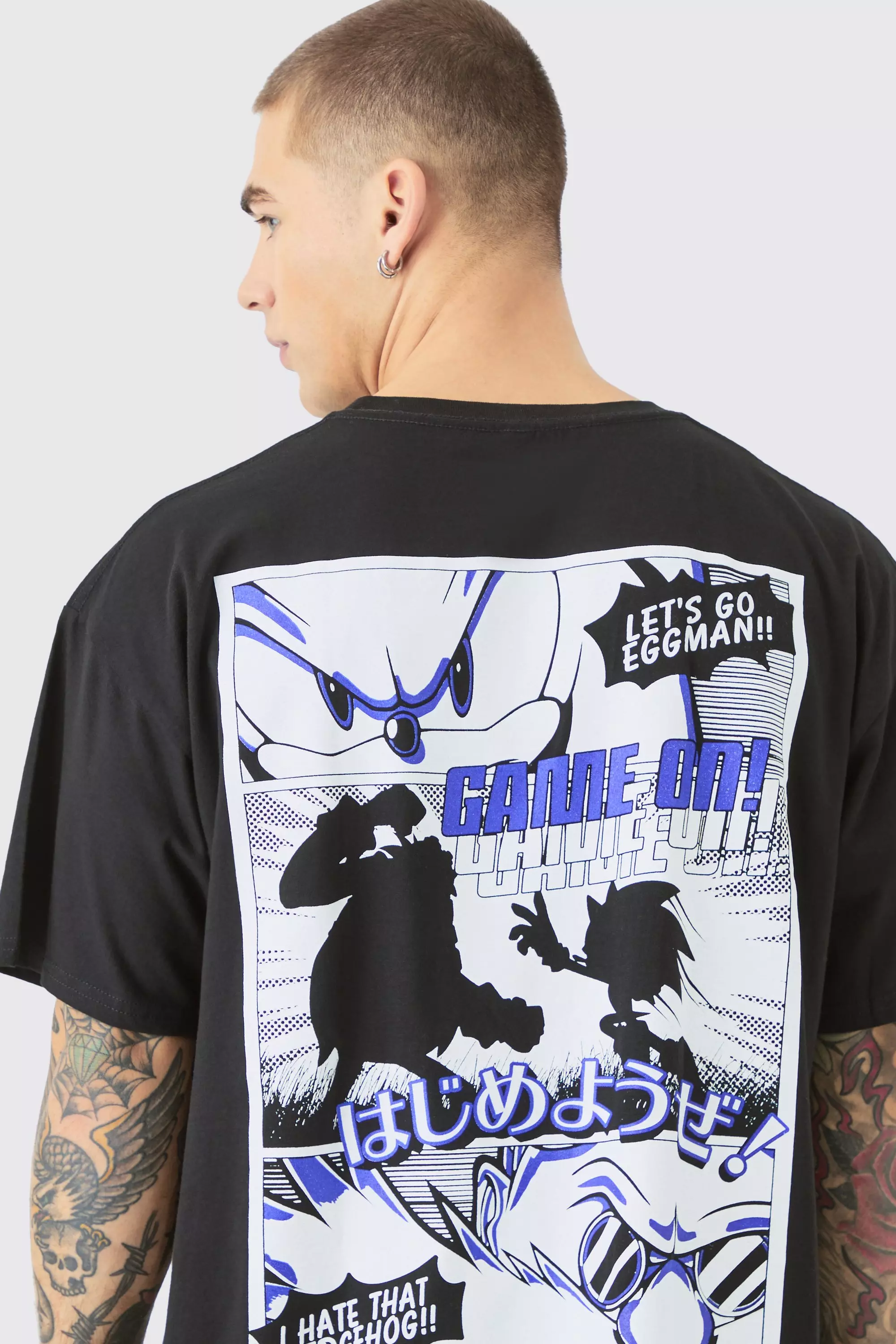 Black Oversized Sonic The Hedgehog Anime License T-shirt alternative image