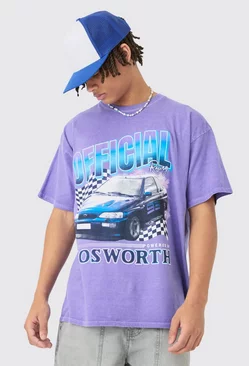 Oversized Cosworth Wash License T-shirt Purple