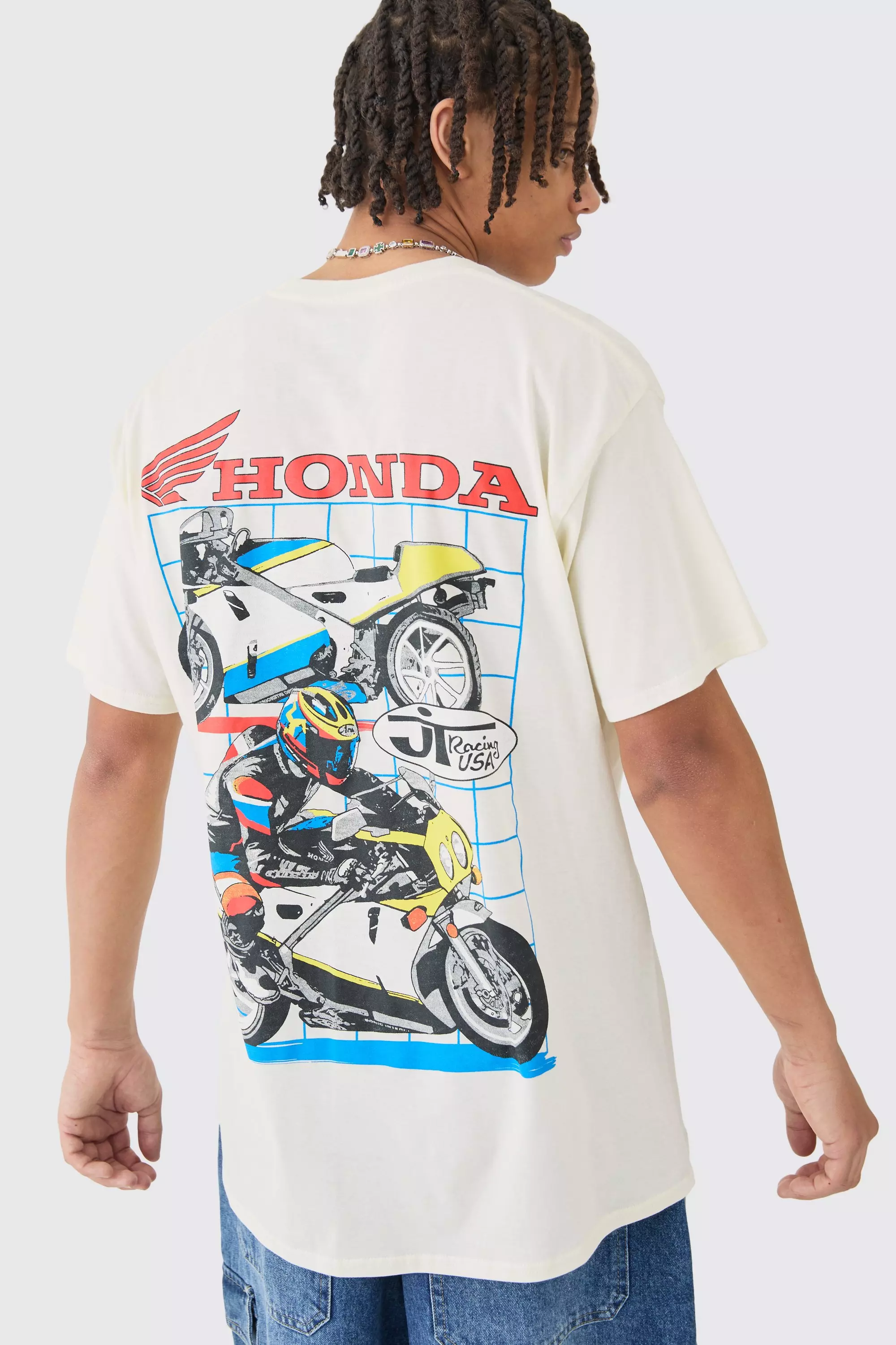Oversized Honda Jt Racing License T-shirt Stone