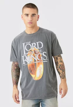 Oversized Lord Of The Rings Wash License T-shirt Charcoal