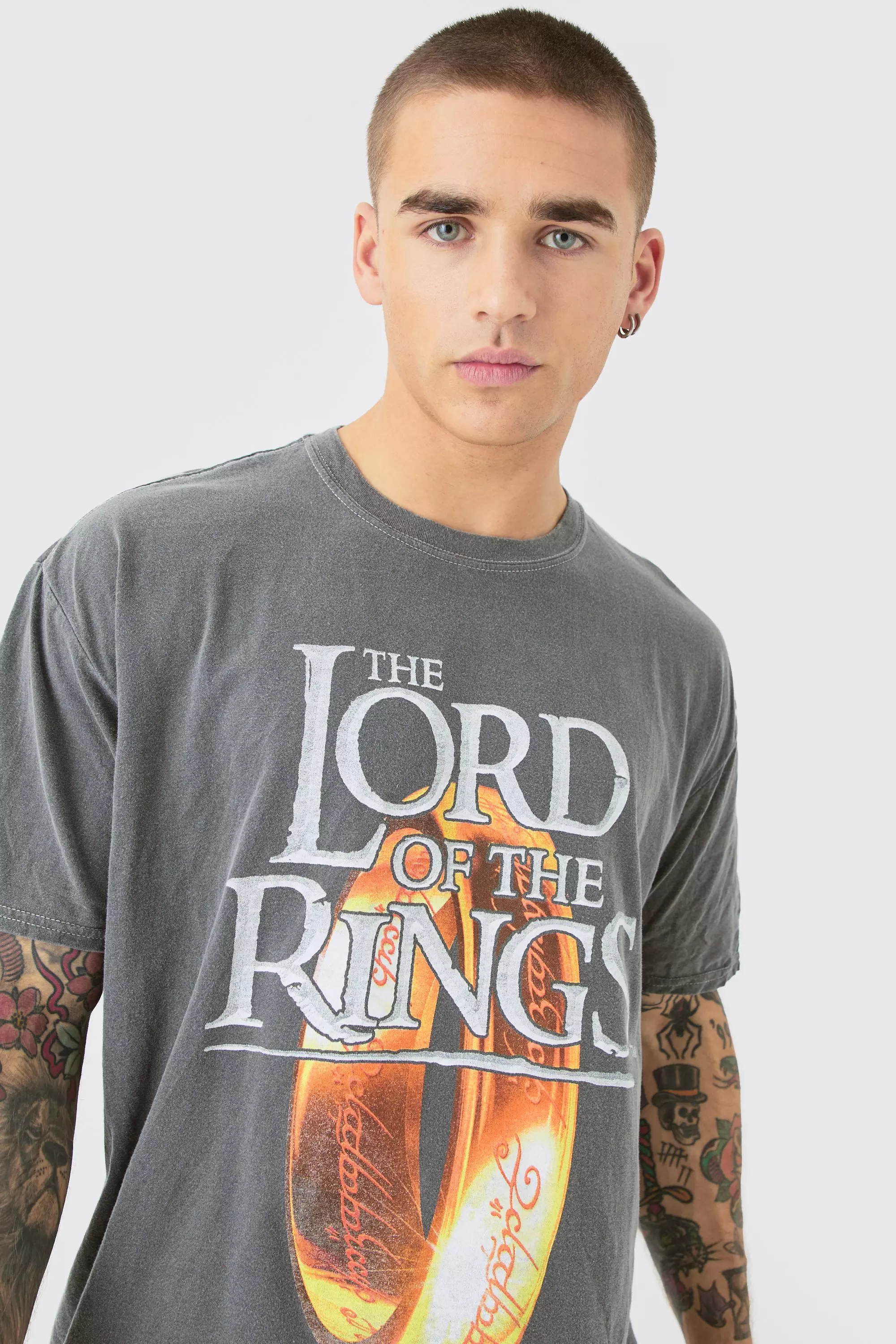 Charcoal Oversized Lord Of The Rings Wash License T-shirt alternative image