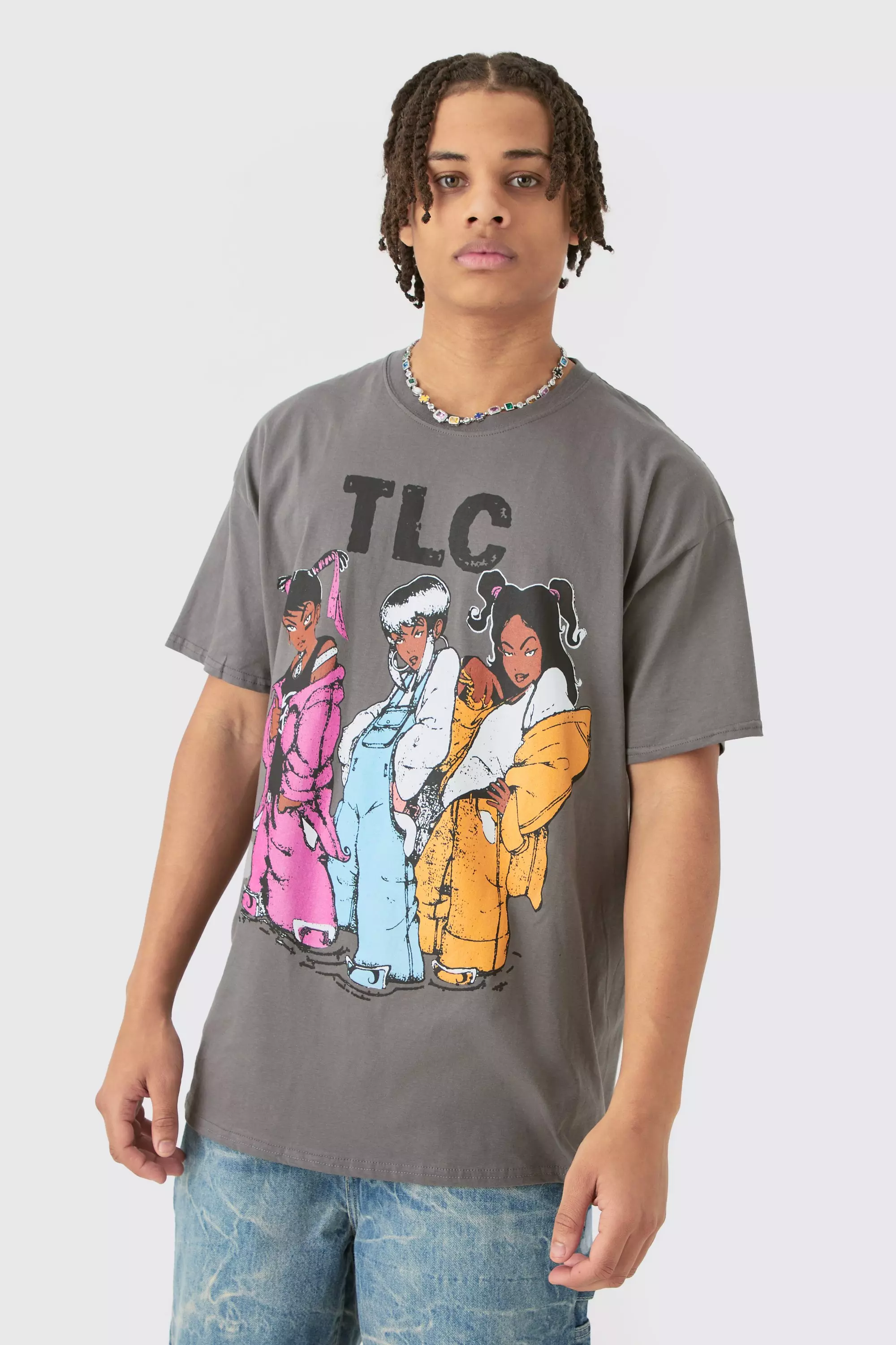 Oversized TLC Wash License T-shirt Charcoal