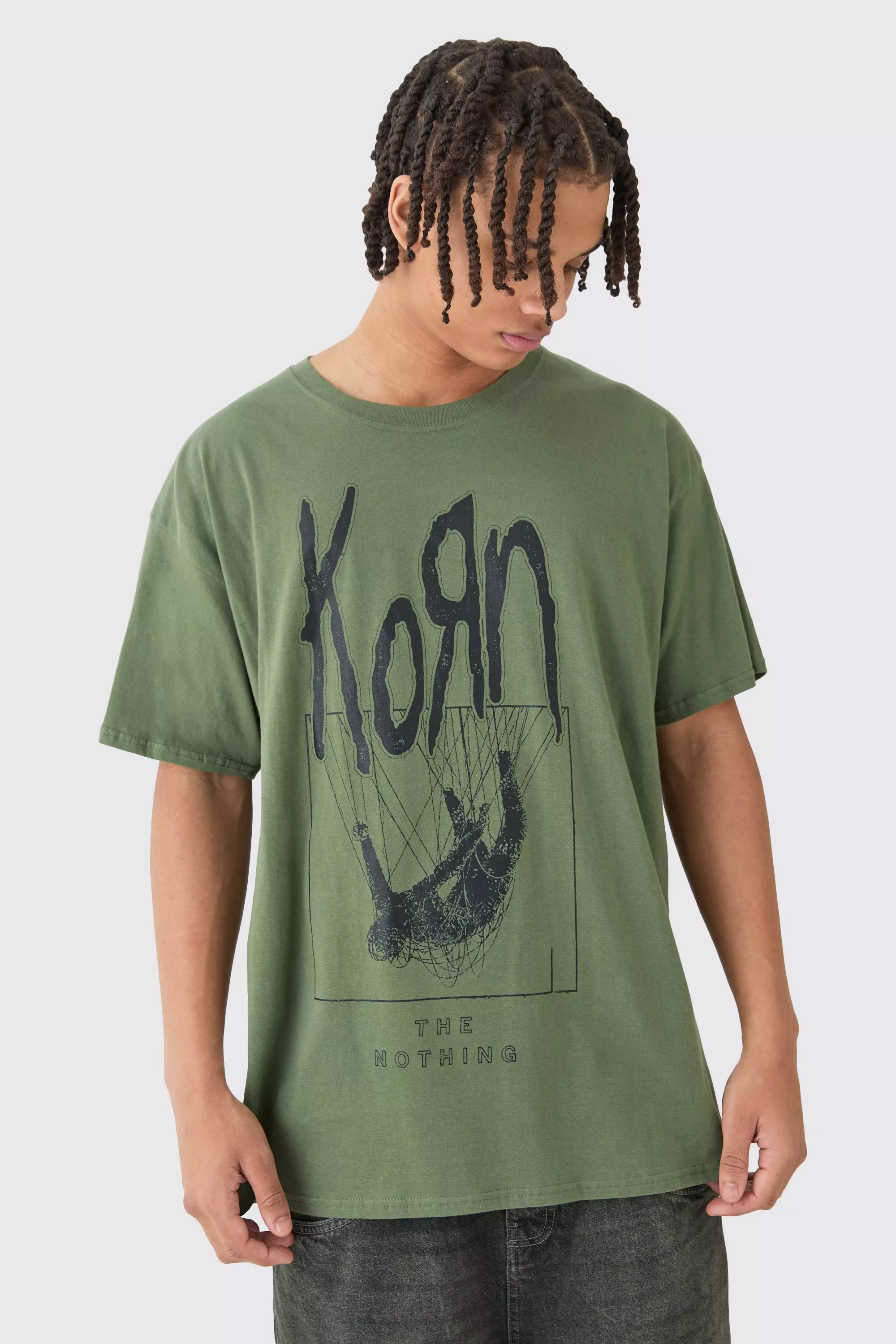 Taupe Beige Oversized Korn License T-shirt