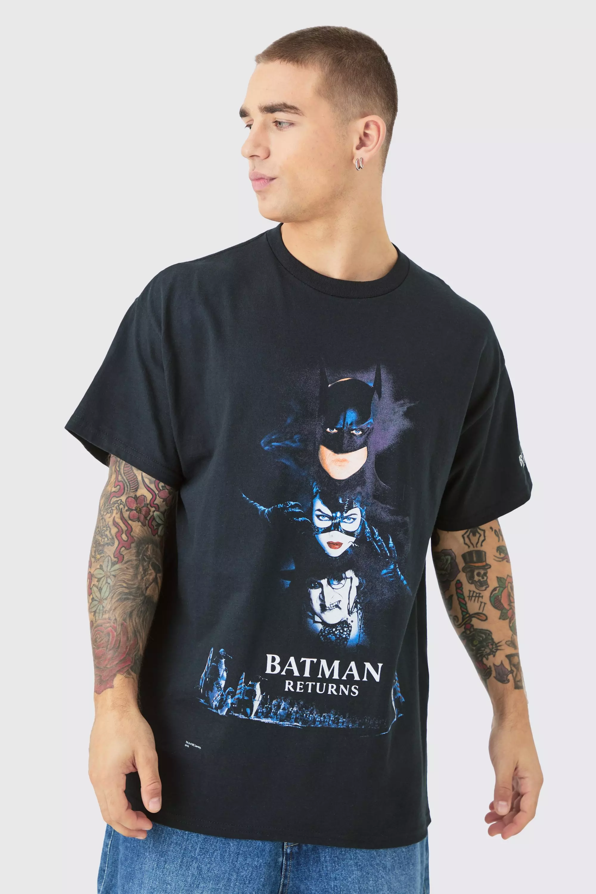 Oversized Batman Returns License T-shirt Black