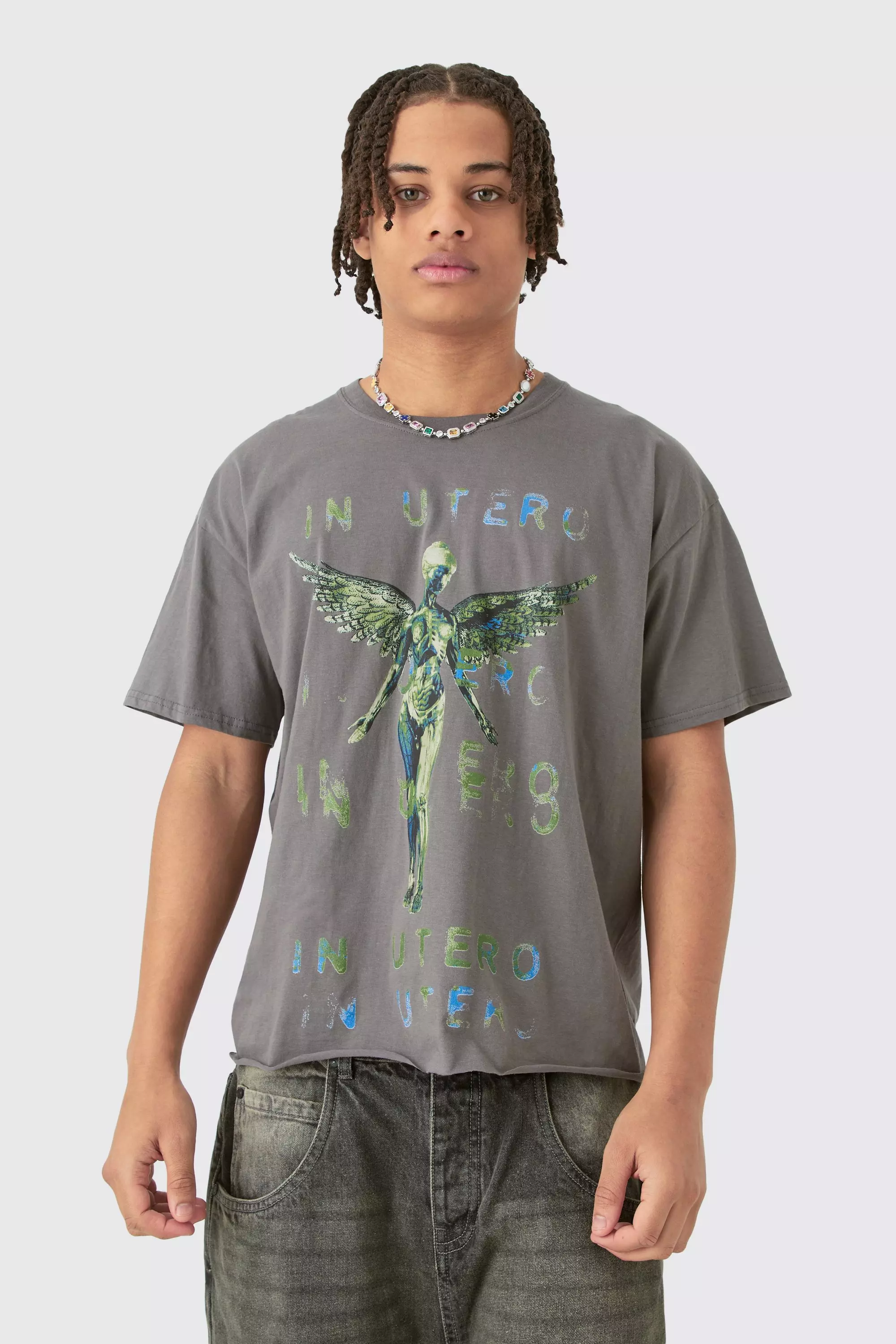 Charcoal Loose Nirvana Boxy License T-shirt alternative image