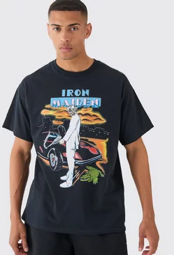 Oversized Iron Maiden License T-shirt Black