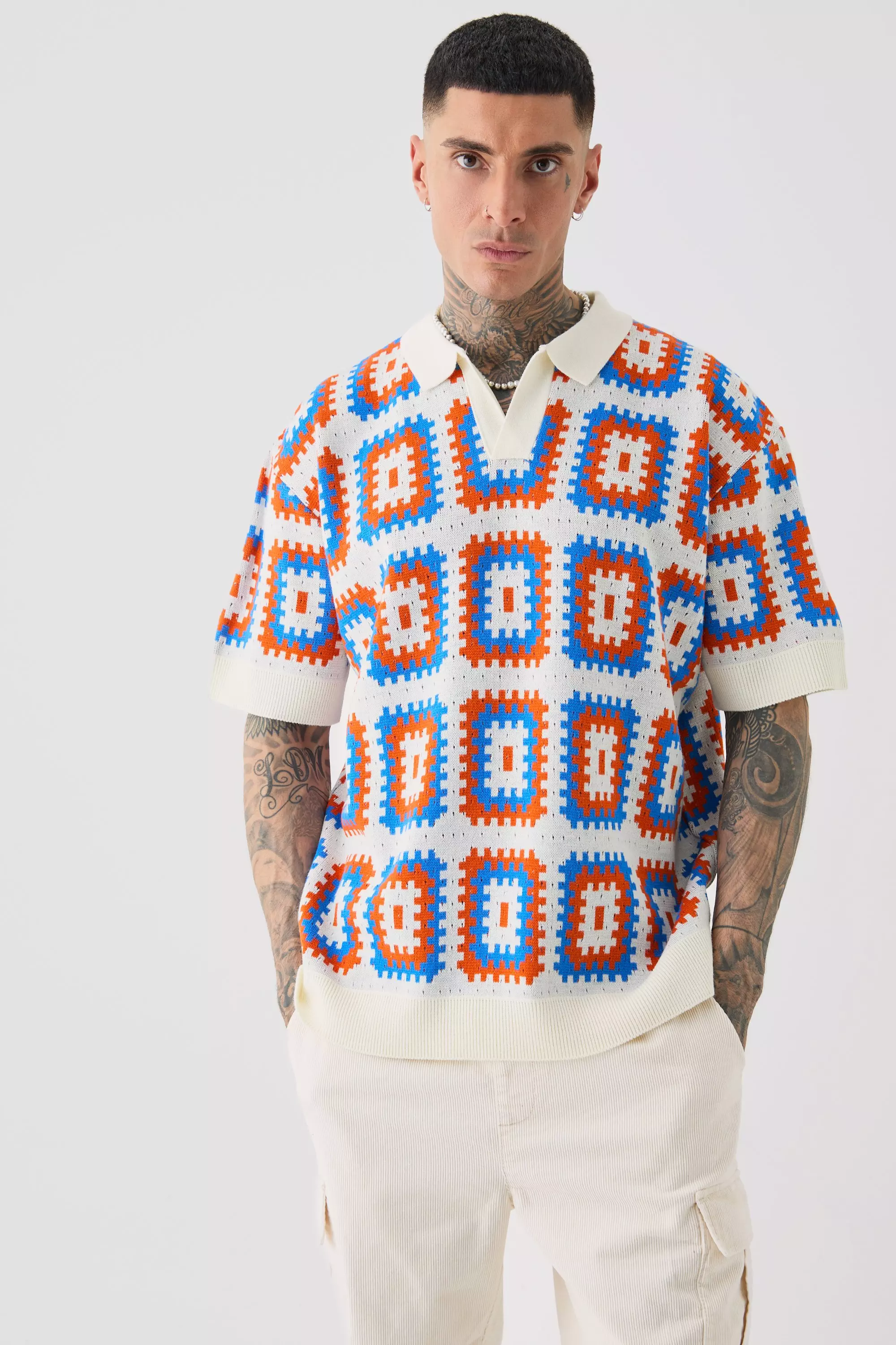 Orange Tall Oversized Revere Crochet Polo alternative image