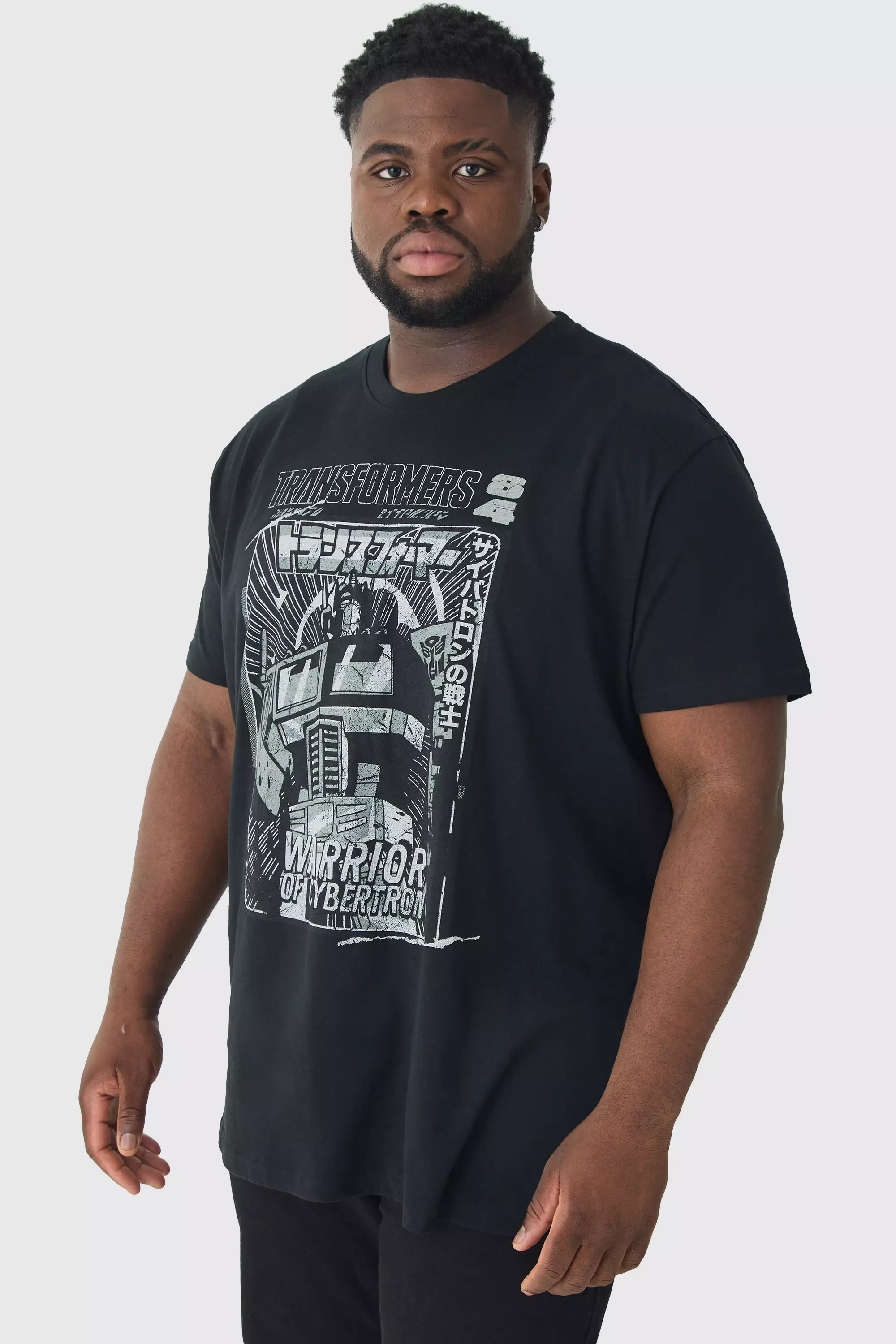 Plus Transformers License Print T-shirt Black