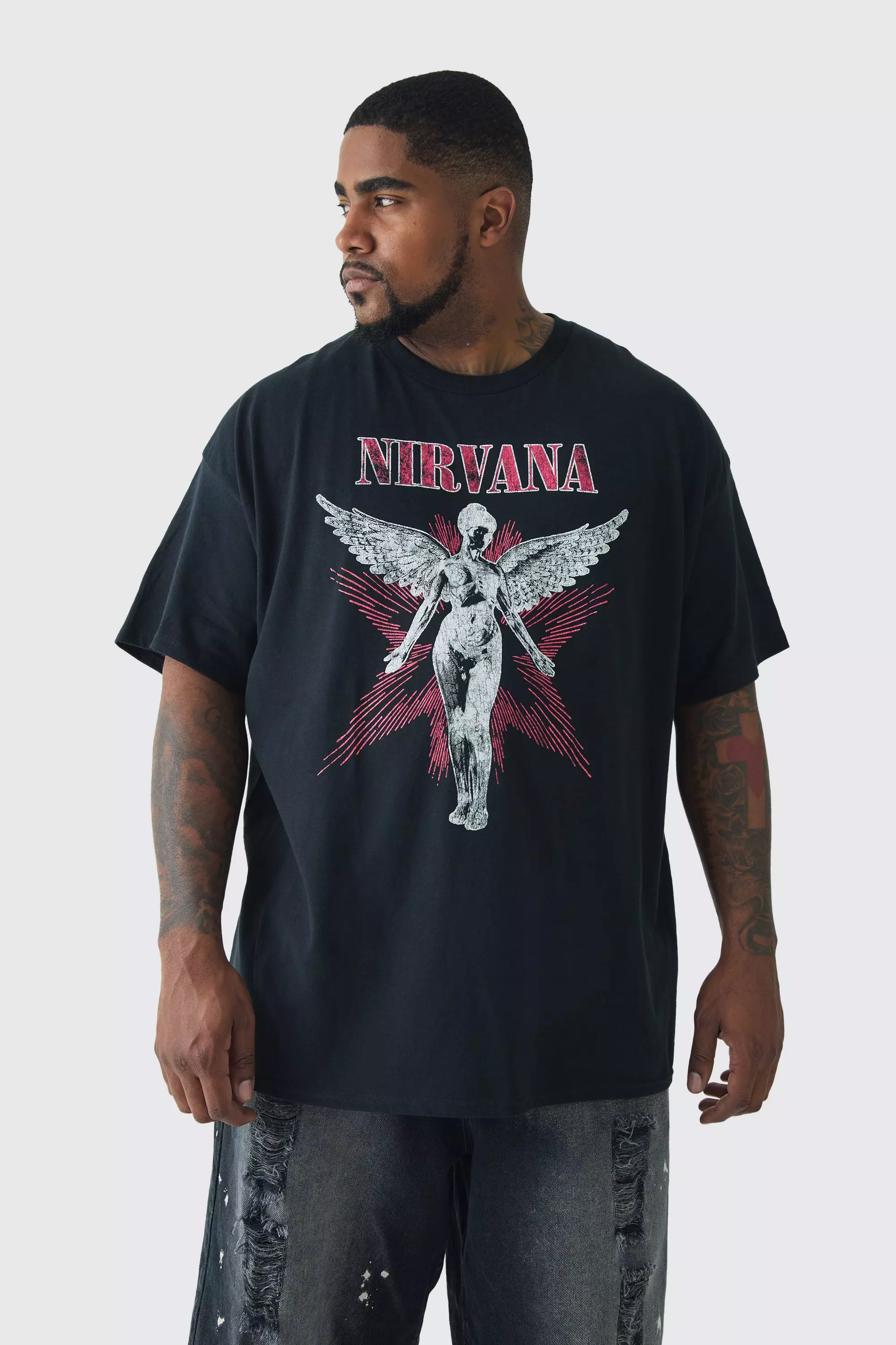 Plus Nirvana Angel License Print T-shirt Black