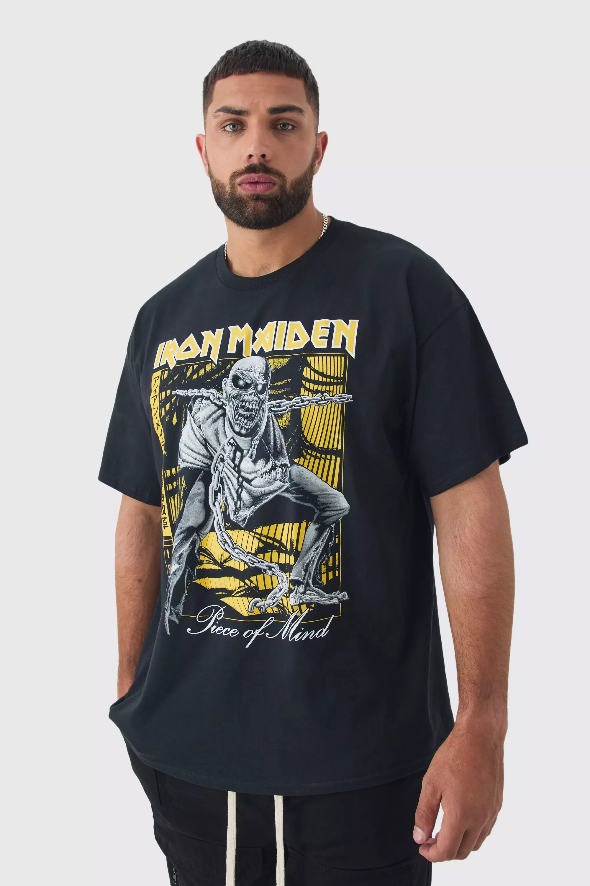 Black Plus Iron Maiden License Print T-shirt alternative image