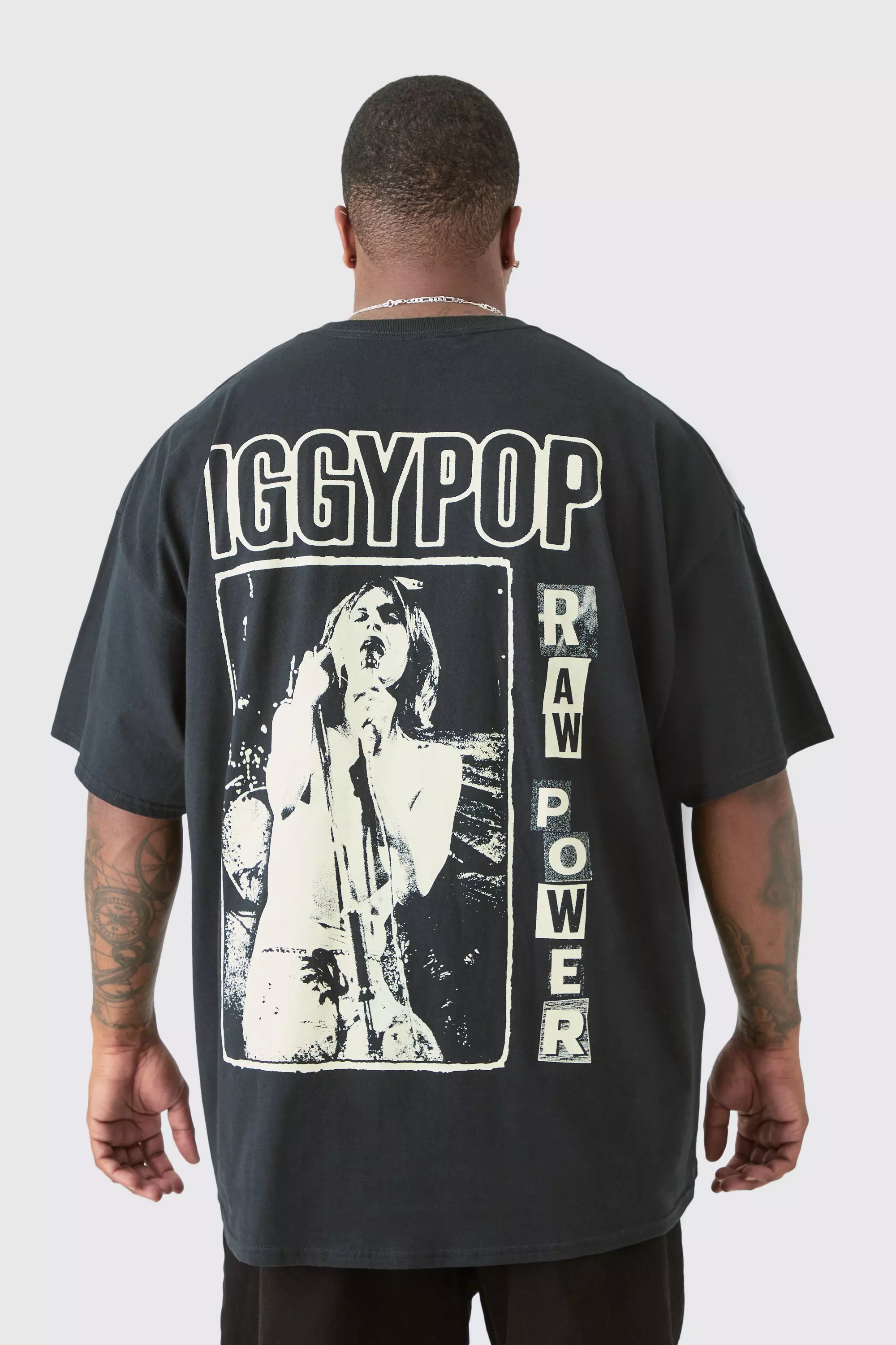 Plus Iggy Pop License Front & Back Print T-shirt Black