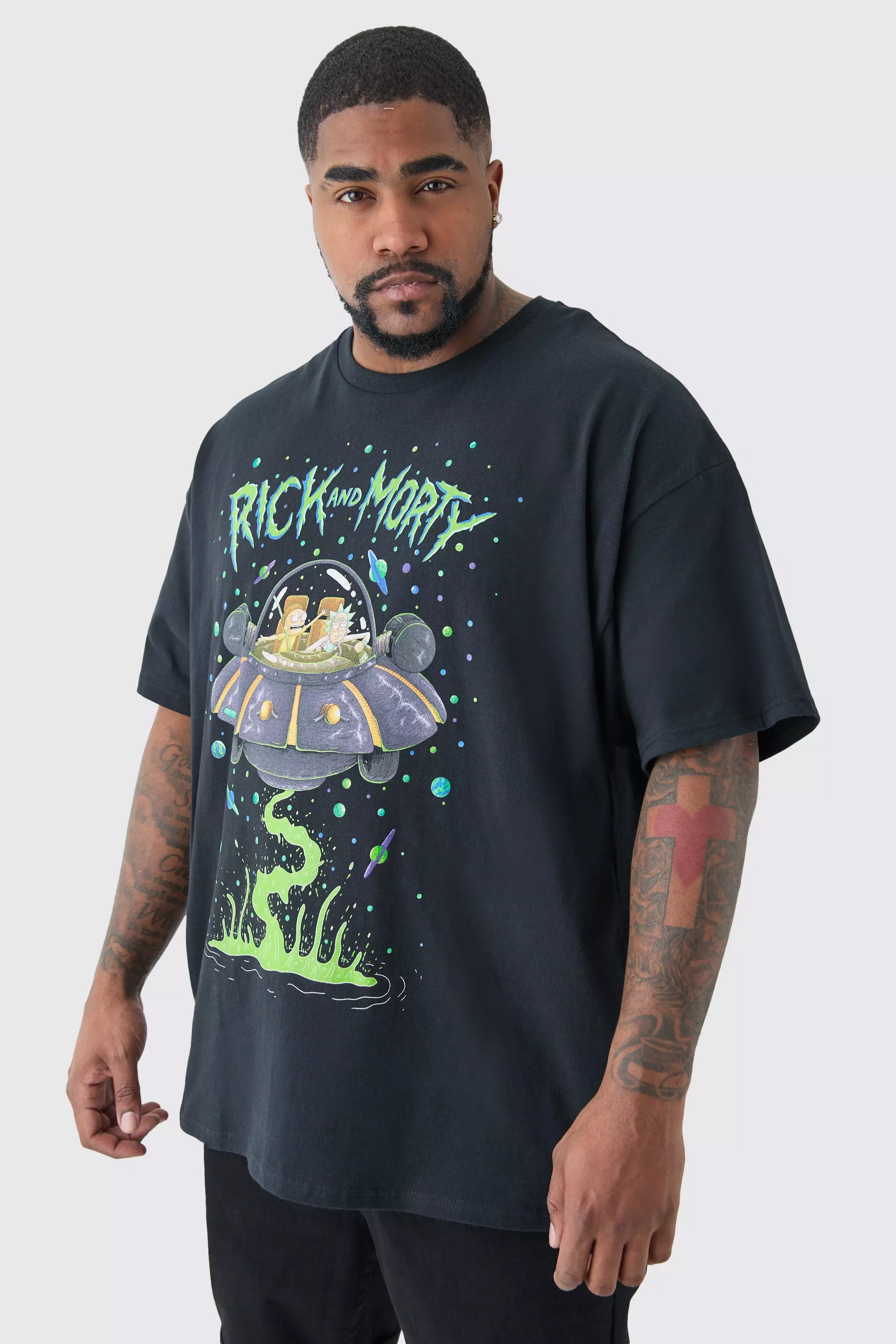 Plus Rick And Morty T-shirt In Black Black