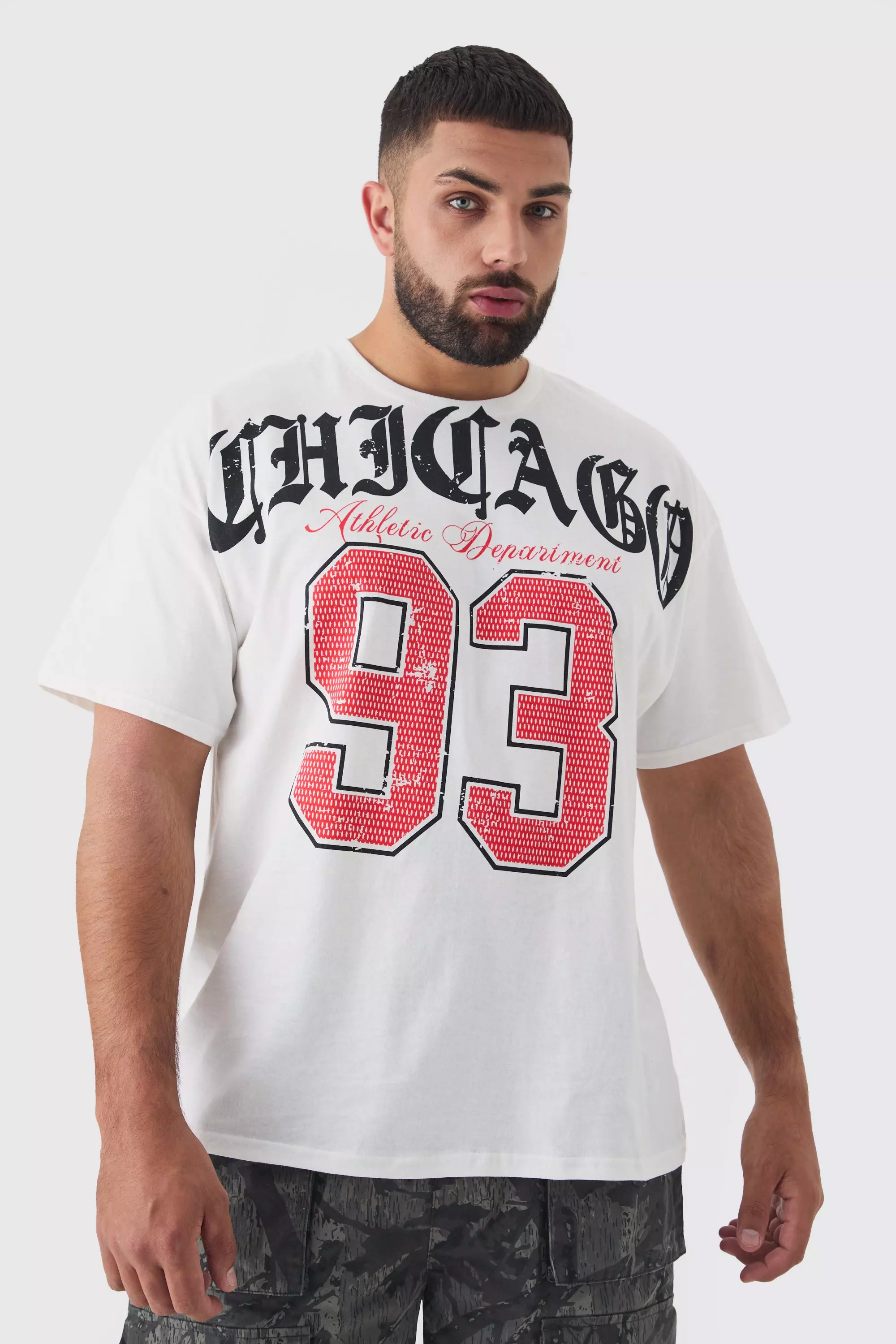 Plus Chicago Varsity T-shirt In White White