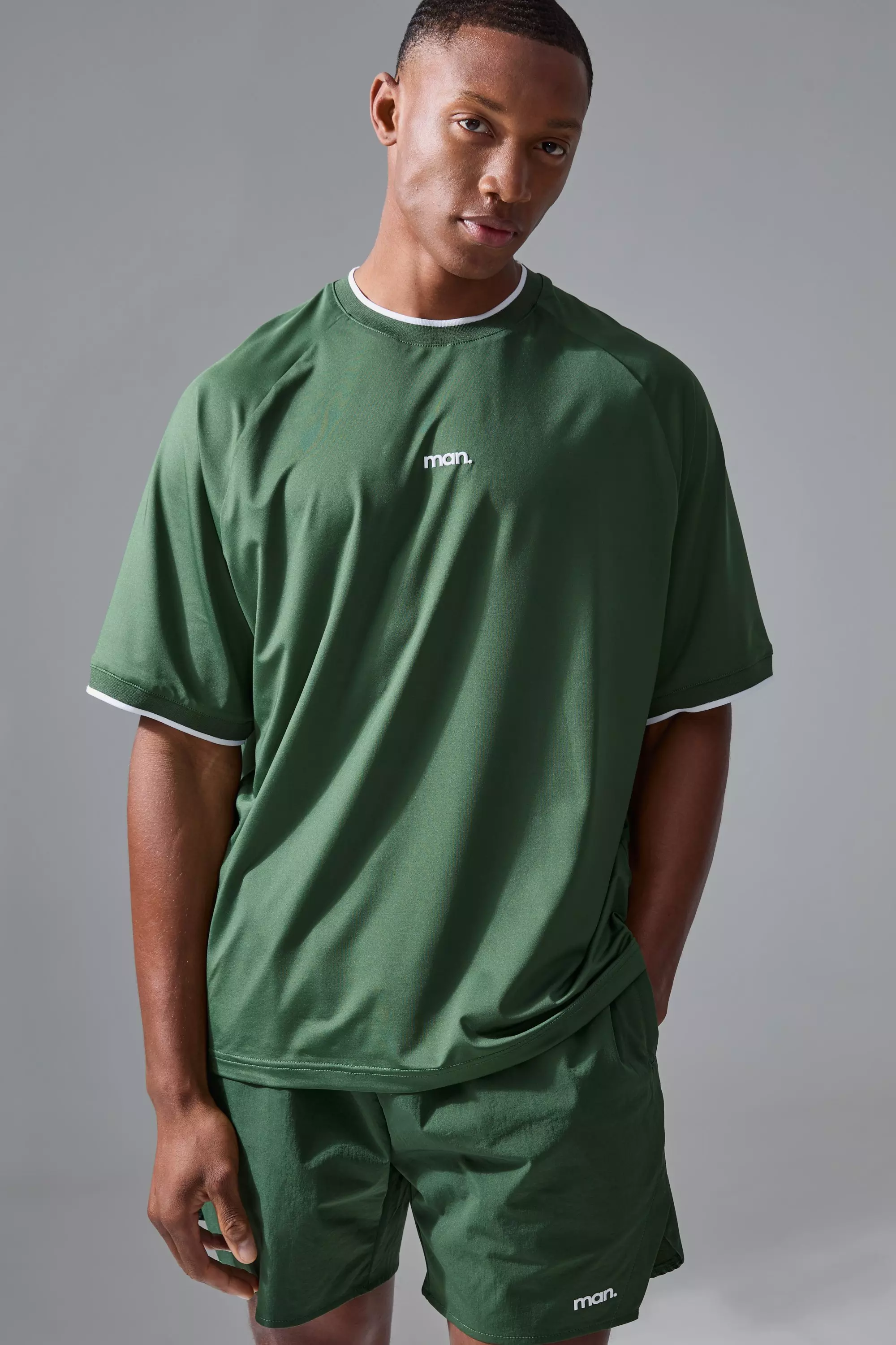 Man Sport Oversized Performance T-shirt Green