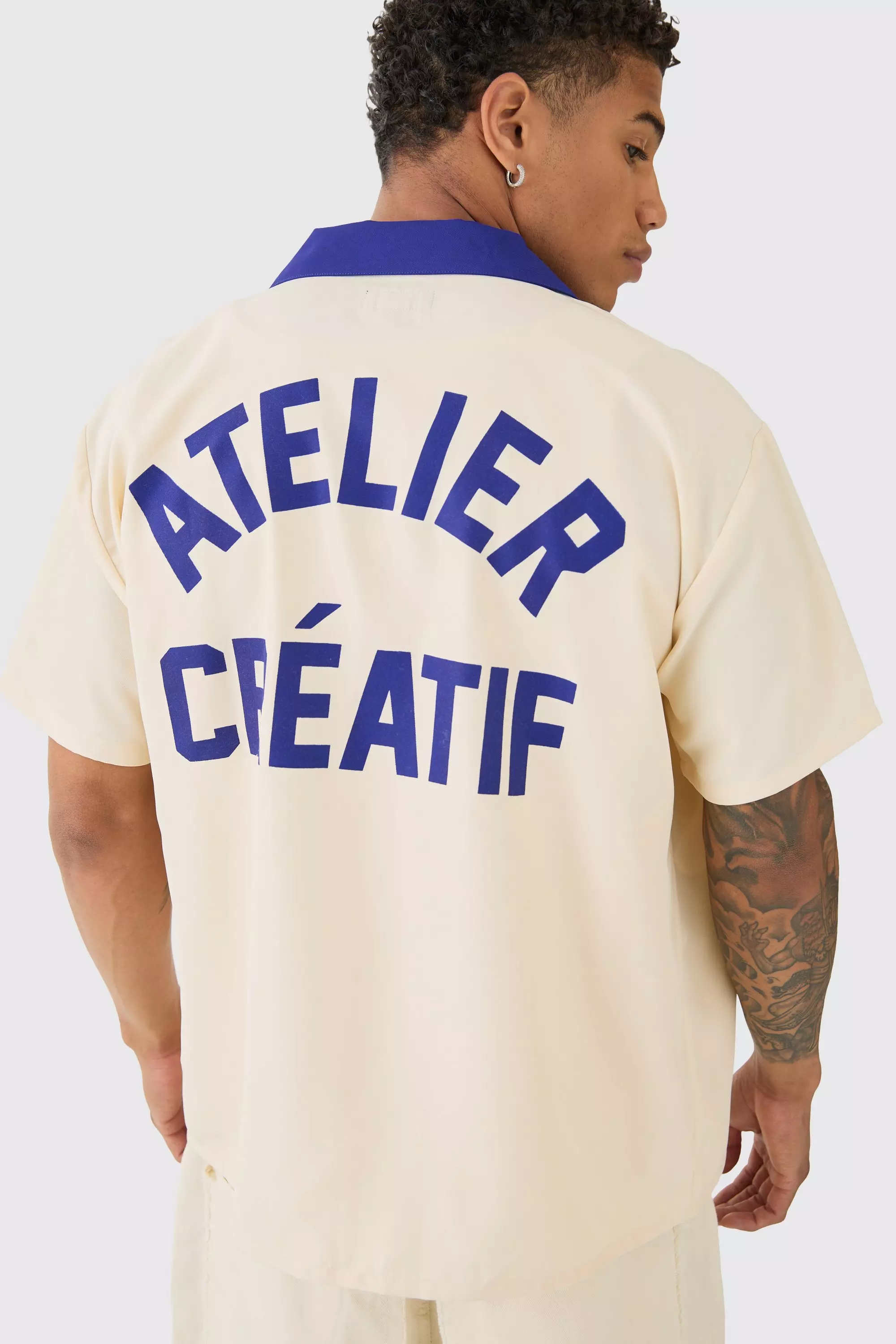 Oversized Soft Twill Bowling Shirt | boohooMAN USA