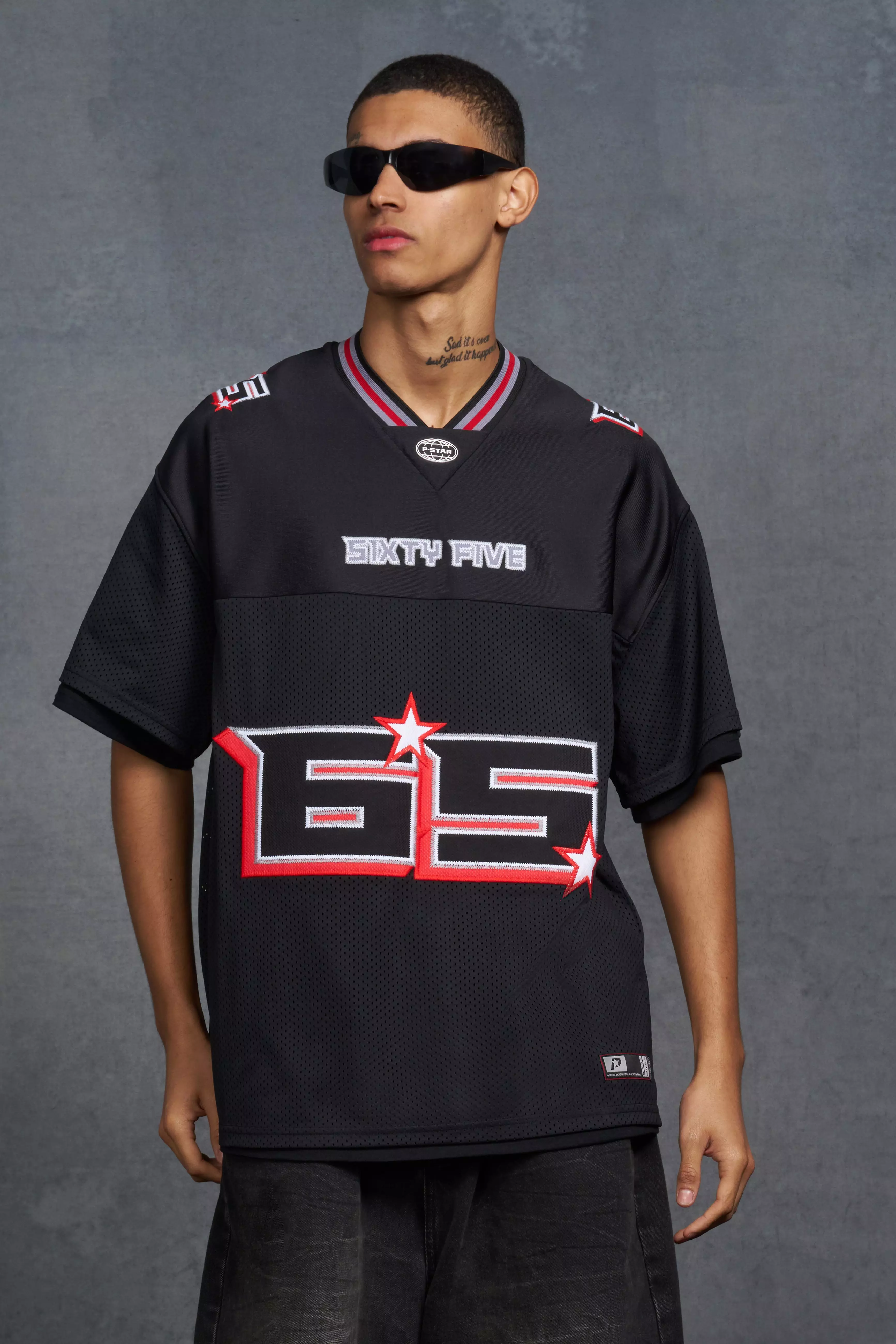 P Star Maillot de hockey oversize à écusson 65, Black autre image