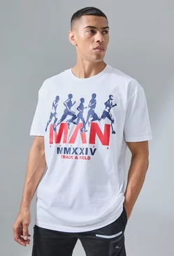 White Man Active Oversized Paris 2024 Games Graphic T-shirt