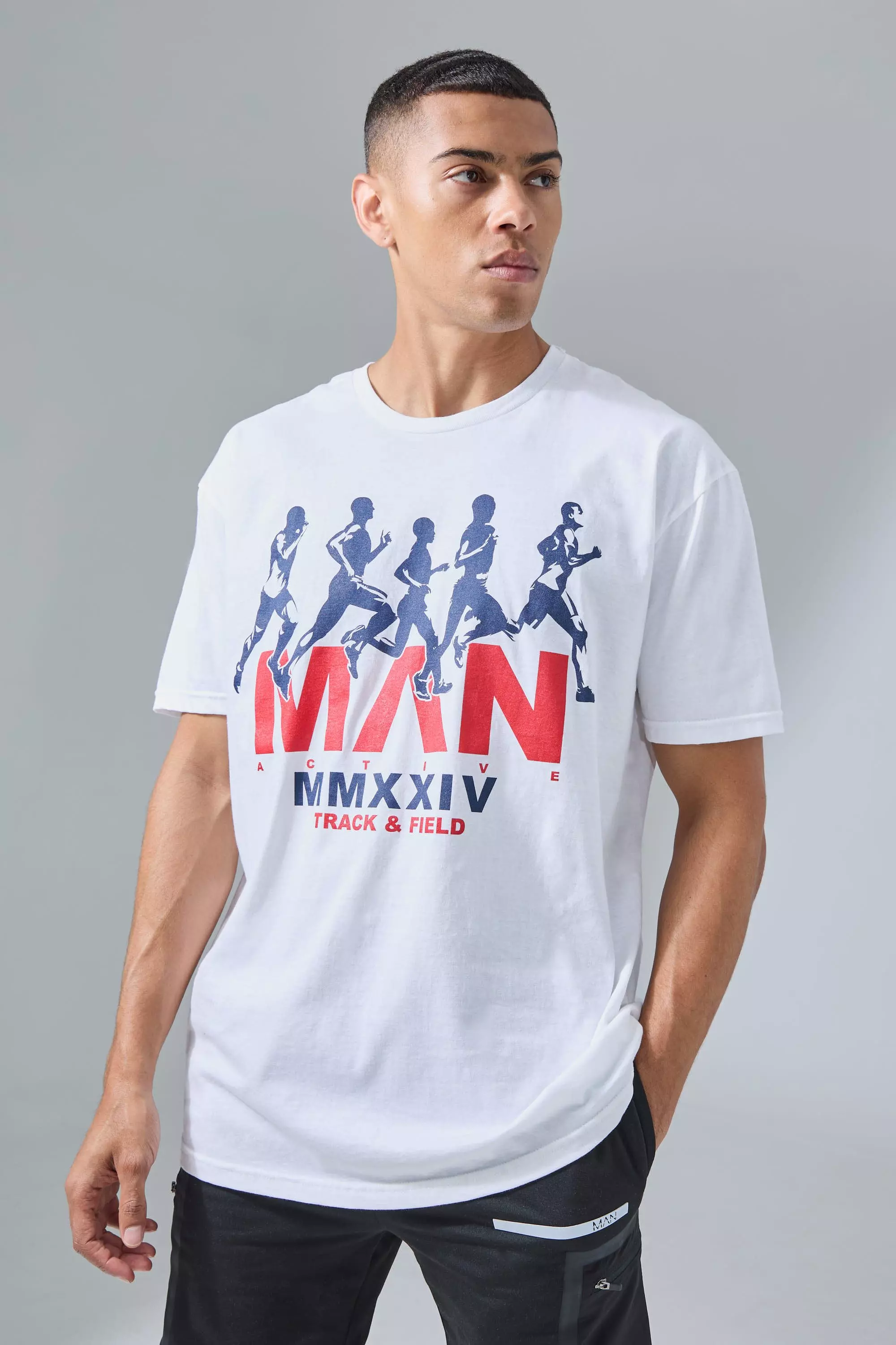 White Man Active Oversized Paris 2024 Games Graphic T-shirt