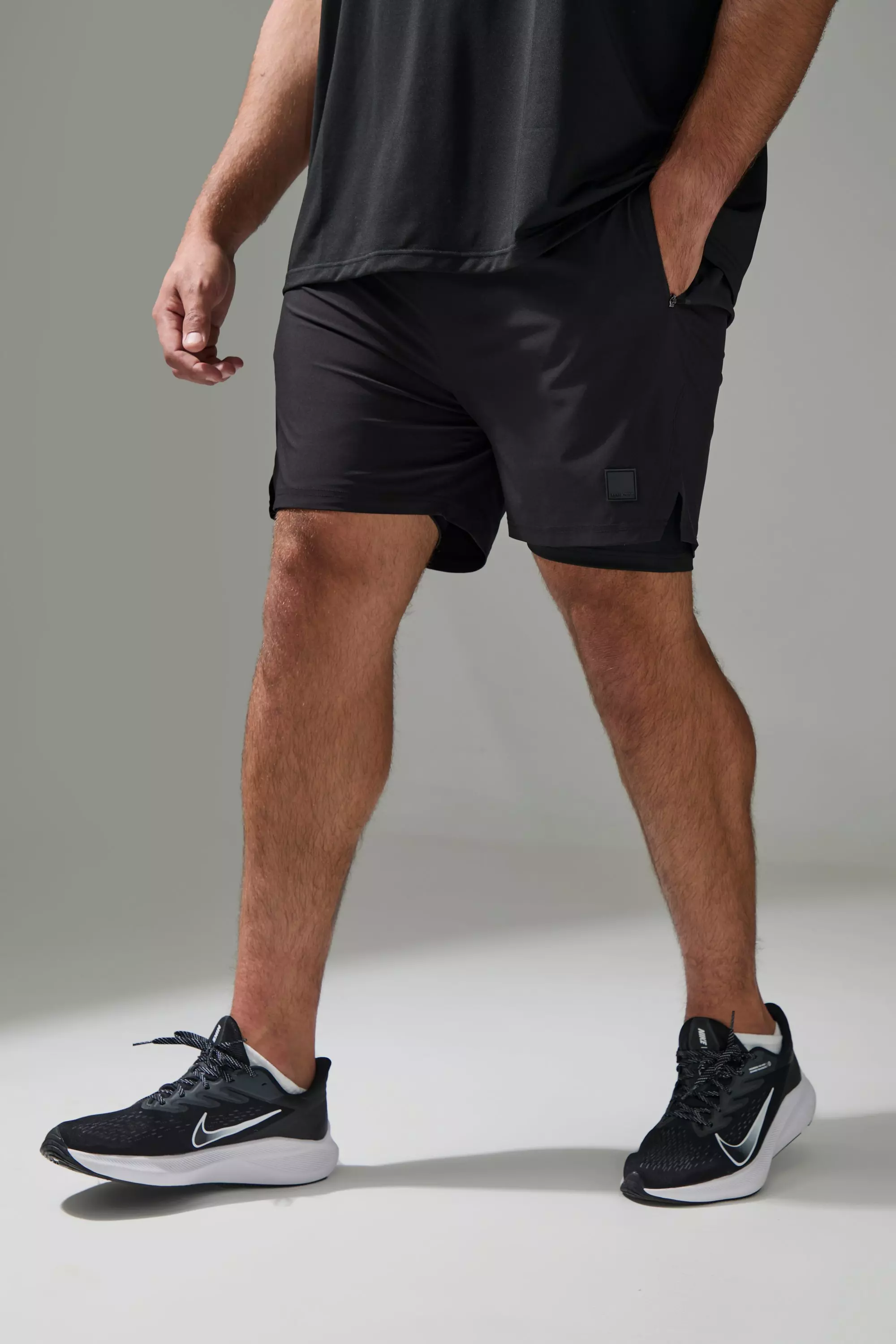 Plus Man Active Performance 5inch 2-in-1 Regular Fit Shorts Black