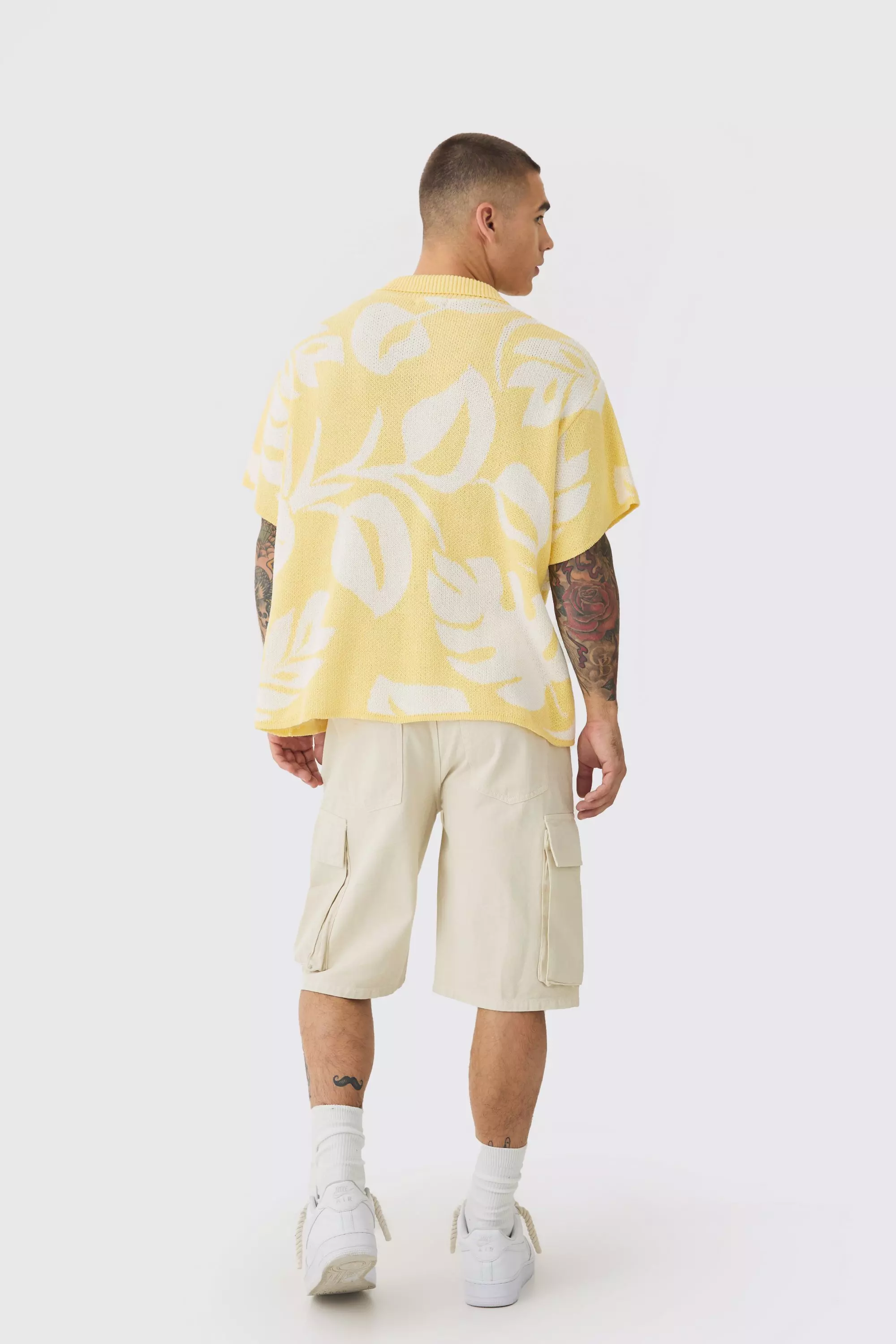 Short cargo baggy à taille élastiquée, Ecru autre image