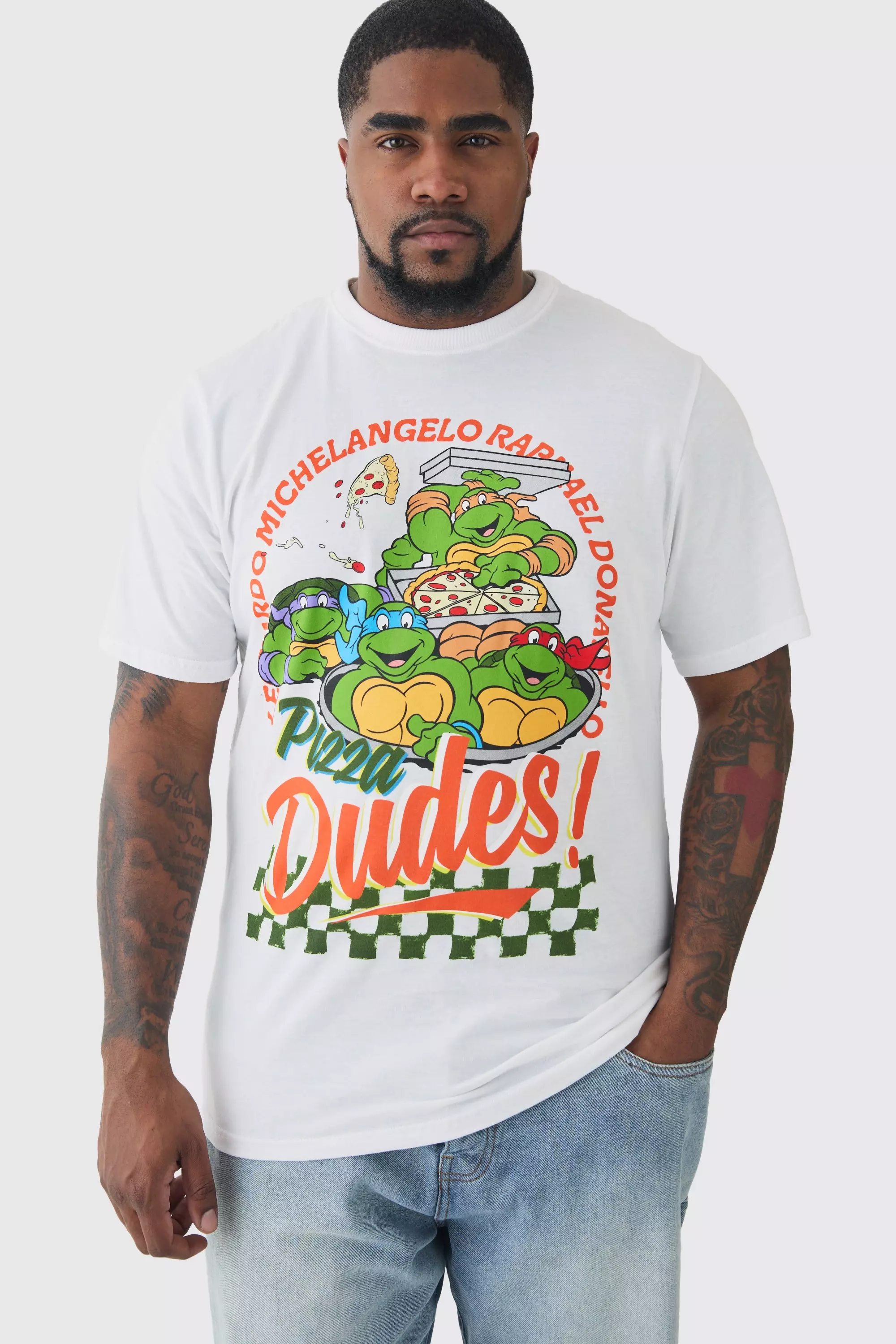 Tall Ninja Turtle Printed License T-shirt In White White