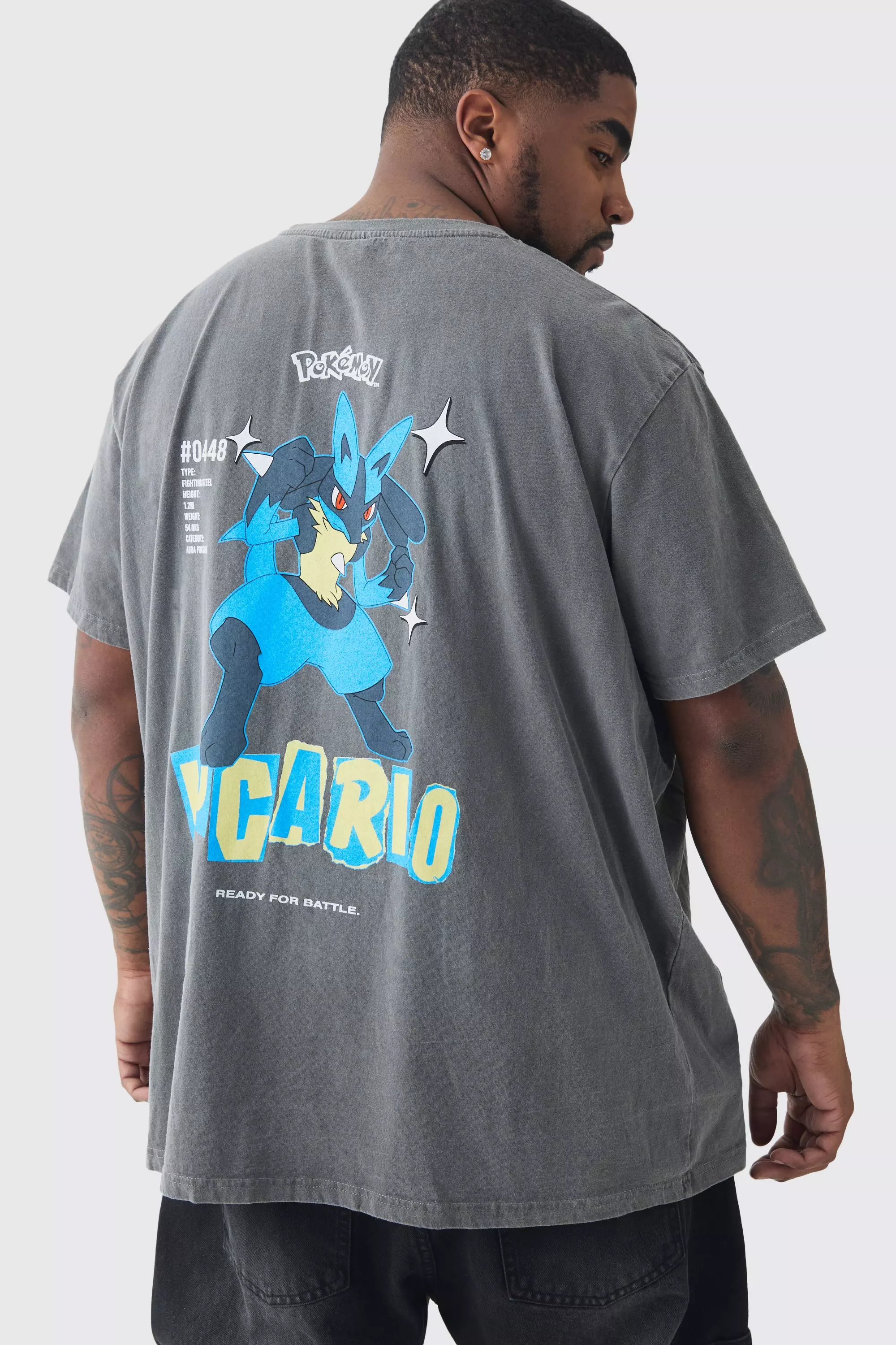 Grey Plus Pokemon License T-shirt In Grey