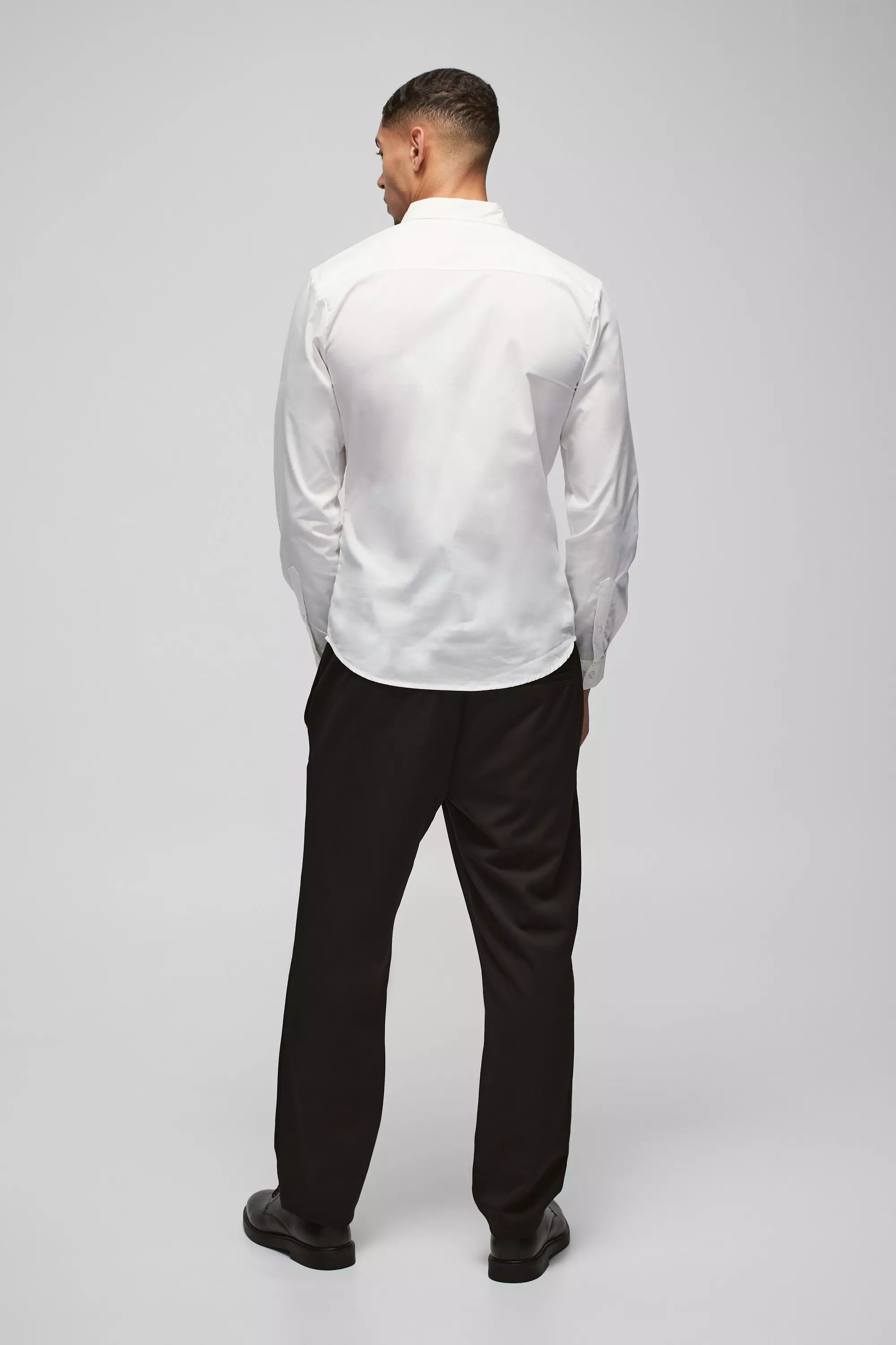 White Slim Fit Overhemd Met Lange Mouwen alternatieve afbeelding