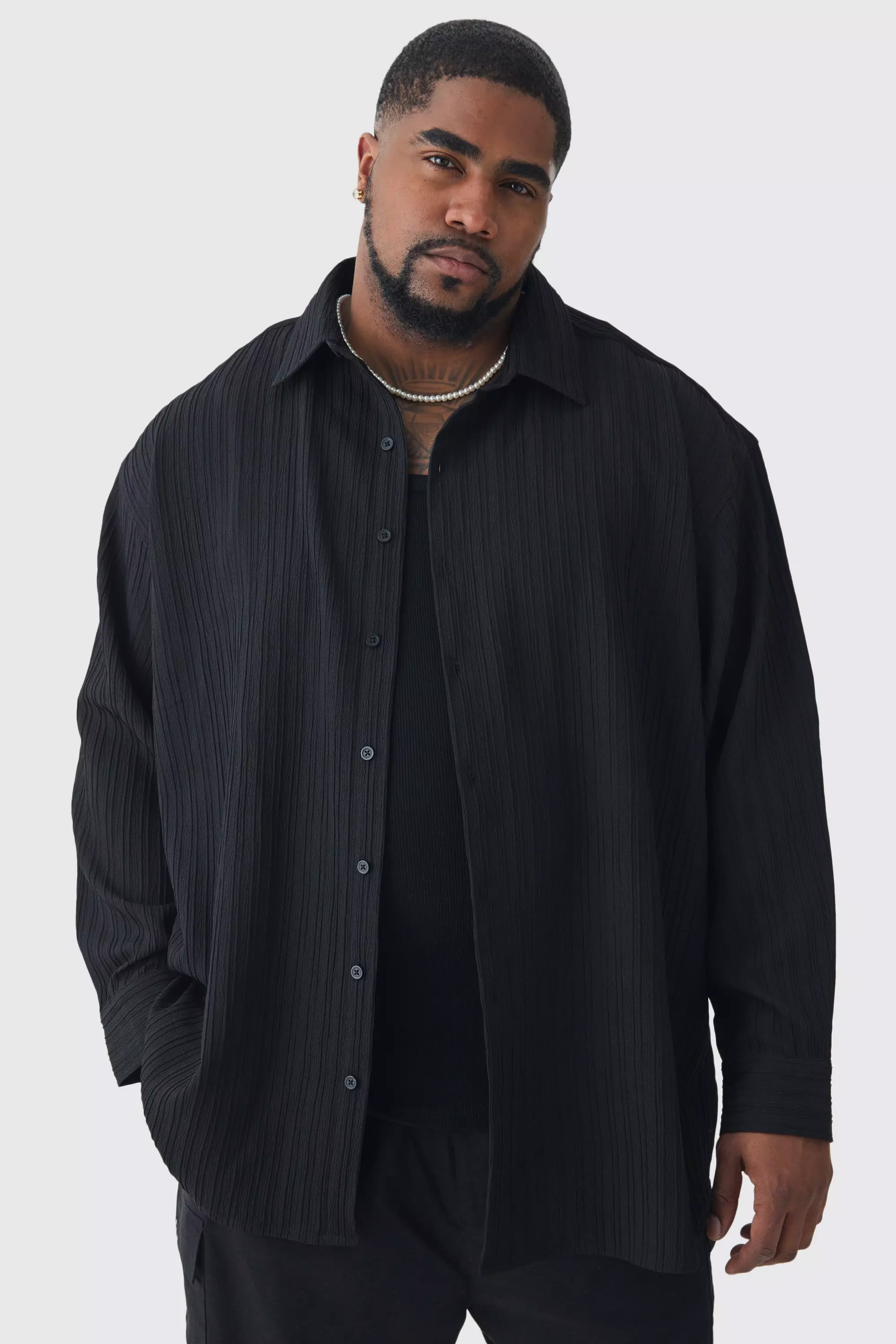 Grande taille - Chemise oversize plissée, Black autre image