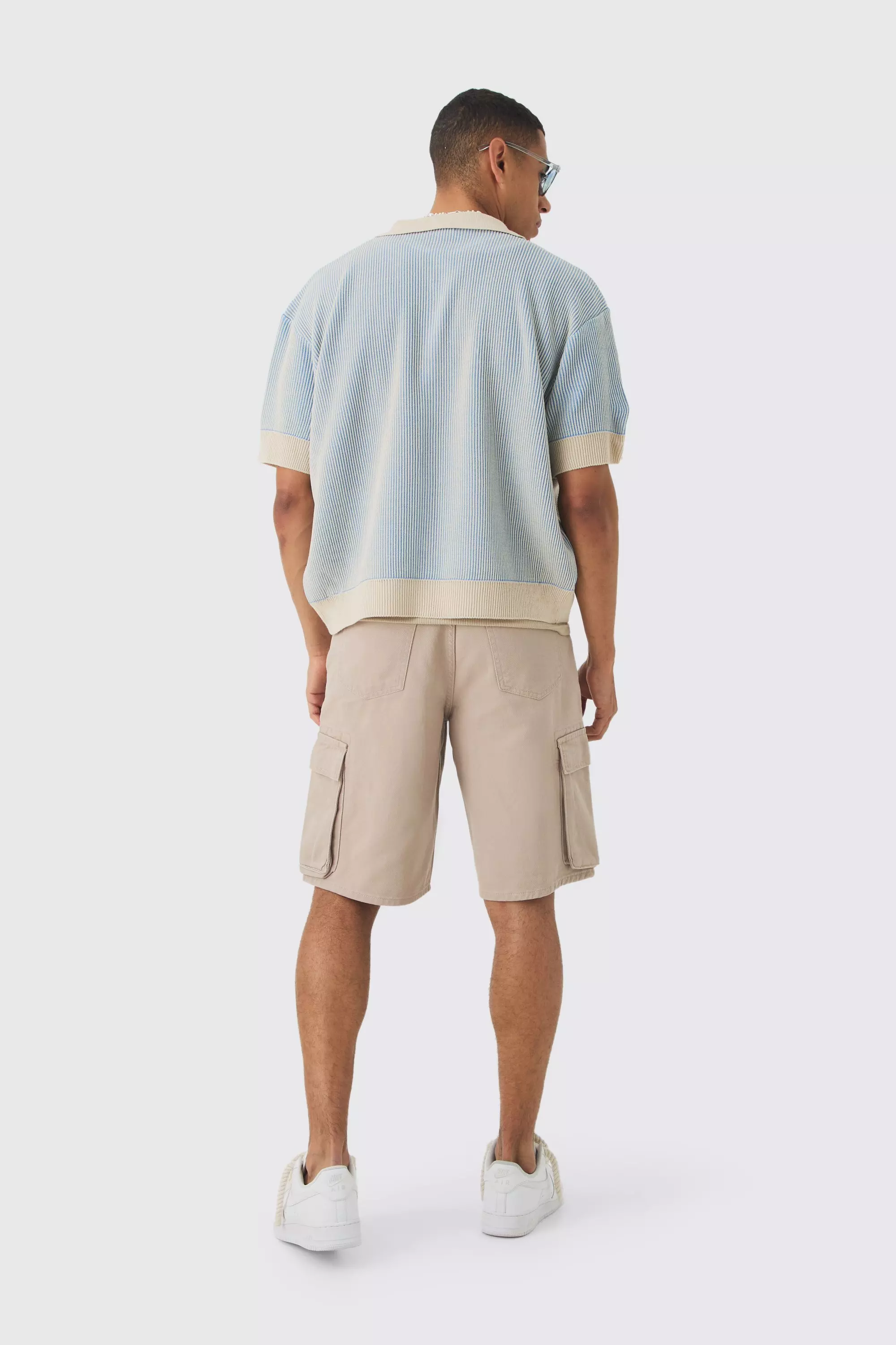 Oversized Boxy Two Tone Rib Knit Shirt | boohooMAN USA