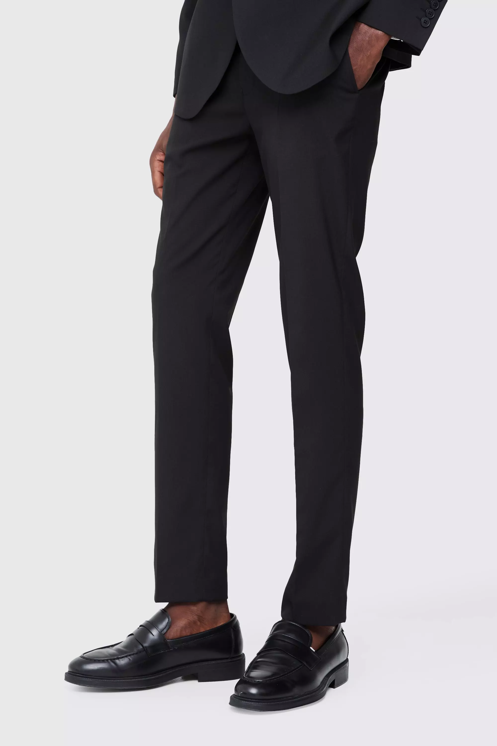 Black Getailleerde Skinny Fit Broek Met Tailleband alternatieve afbeelding