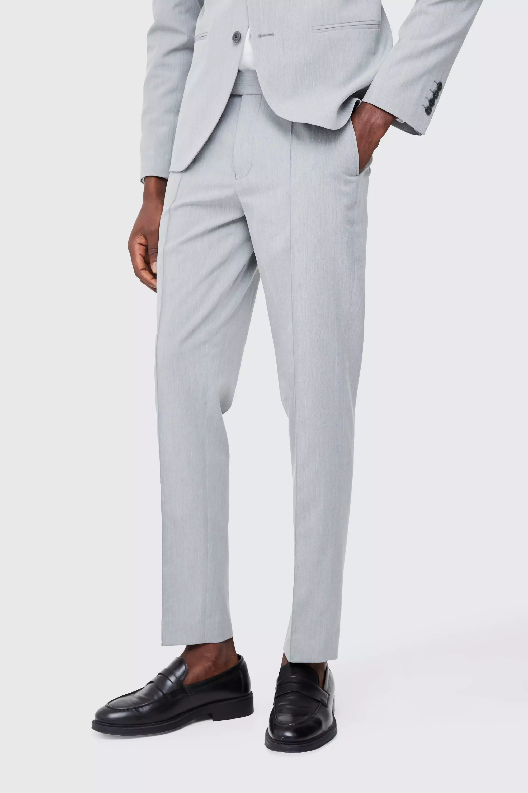 Grey Fixed Waist Slim Pintuck Tailored Trousers alternative image
