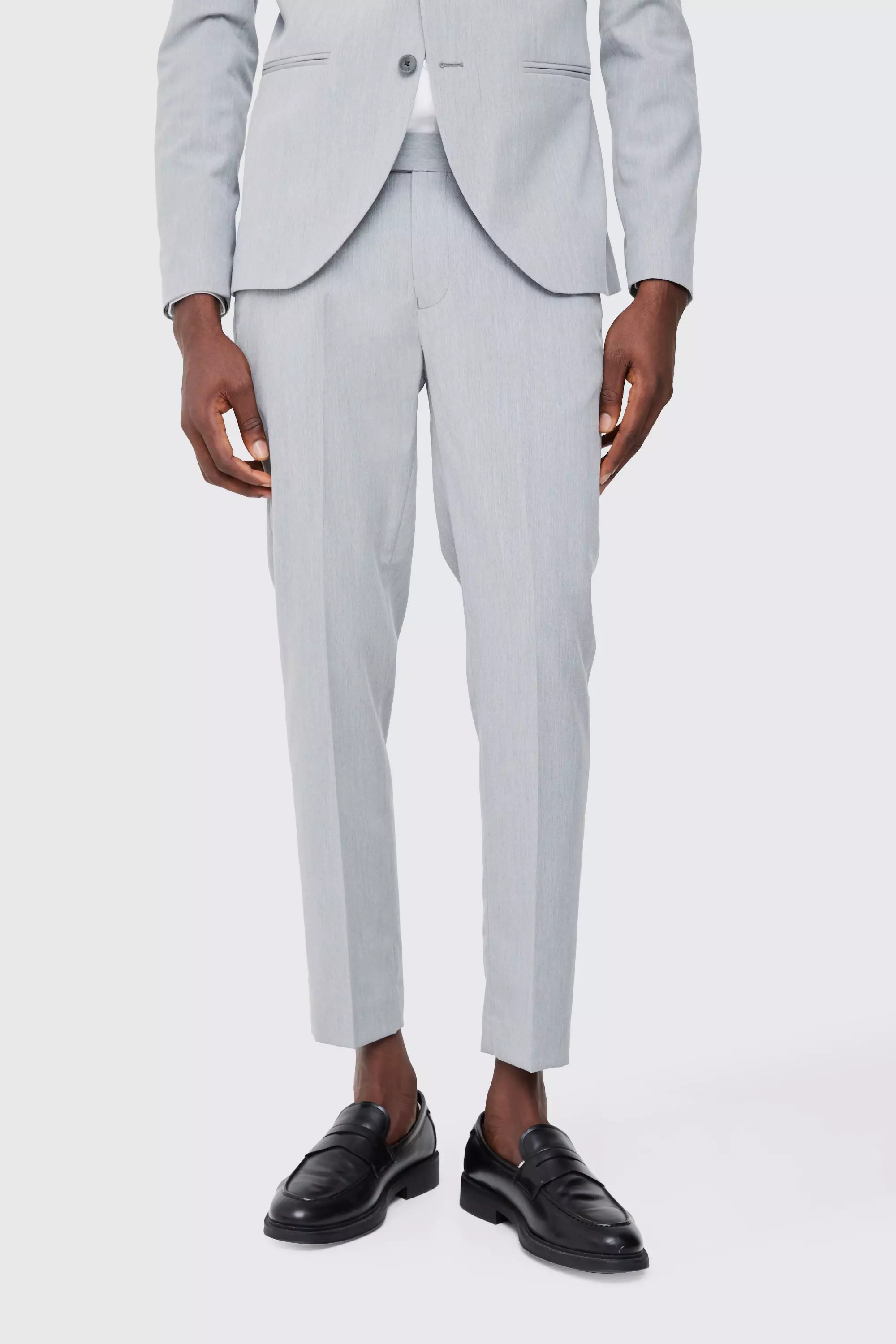 Grey Skinny Fit Cropped Tailored Pants alternative image