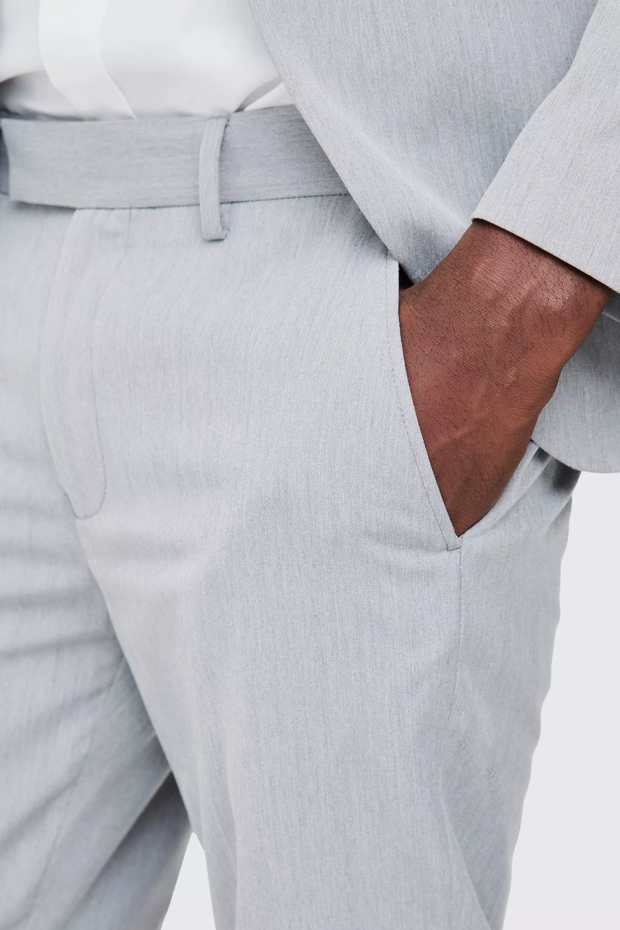 Grey Skinny Fit Cropped Tailored Pants alternative image