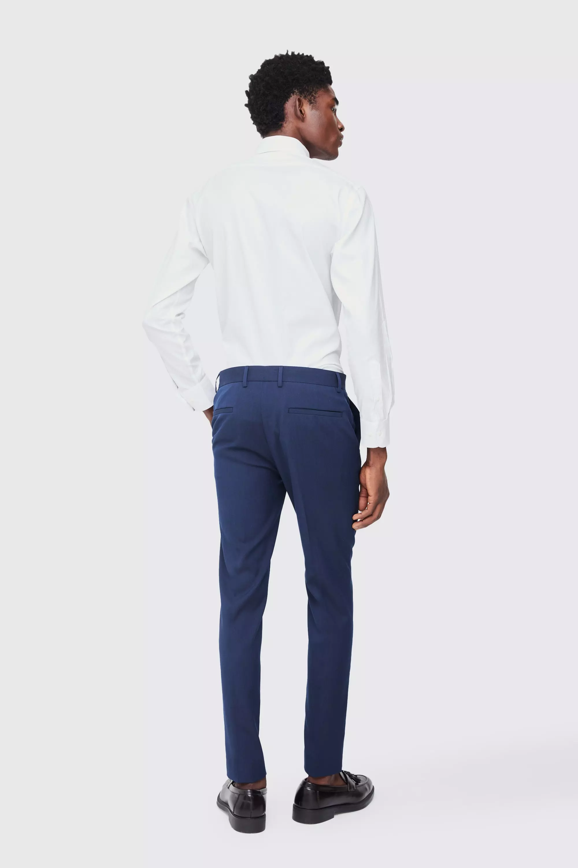 Pantaloni Sartoriali Skinny Fit Con Vita Fissa, Navy immagine alternativa