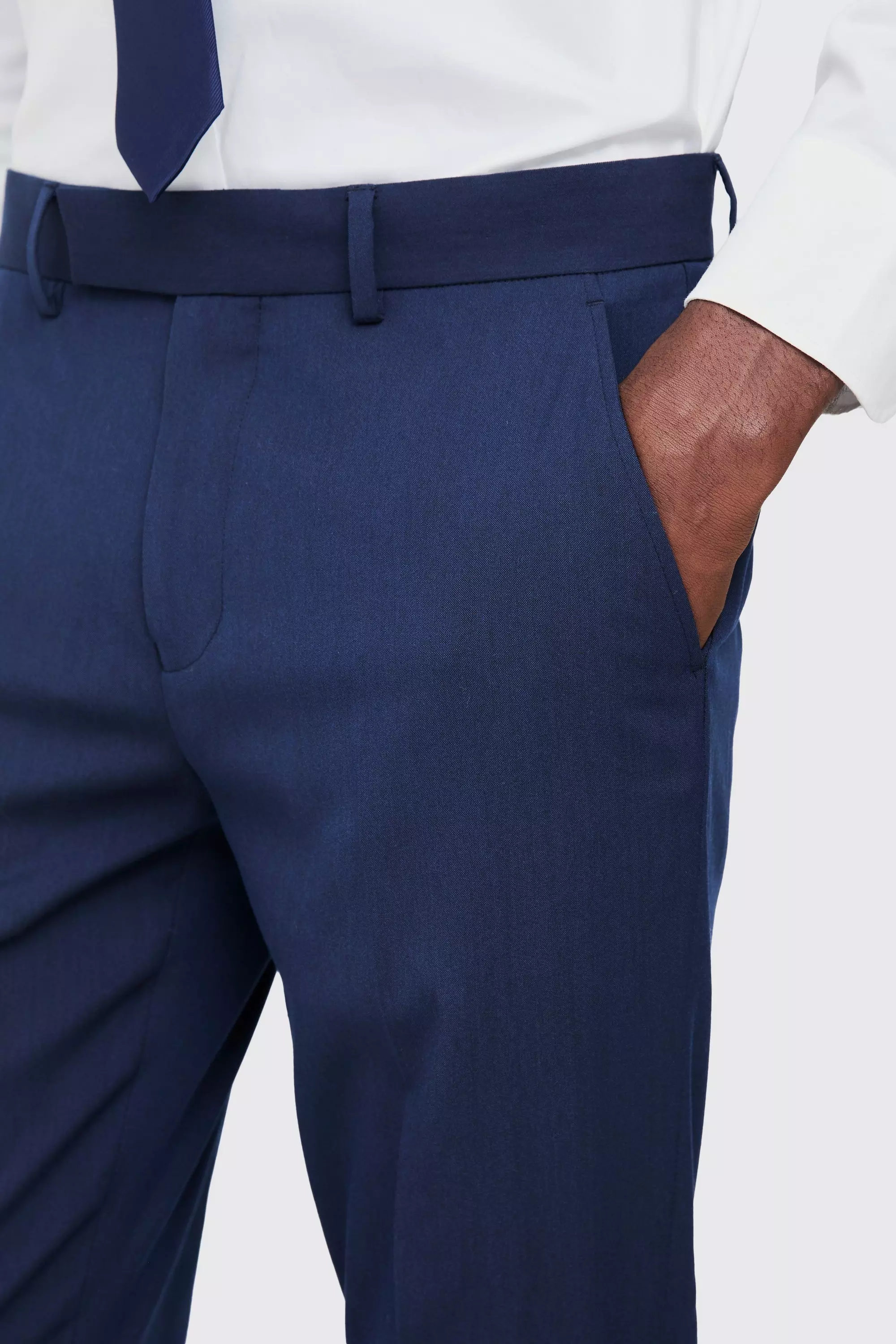 Pantaloni Sartoriali Skinny Fit Con Vita Fissa, Navy immagine alternativa