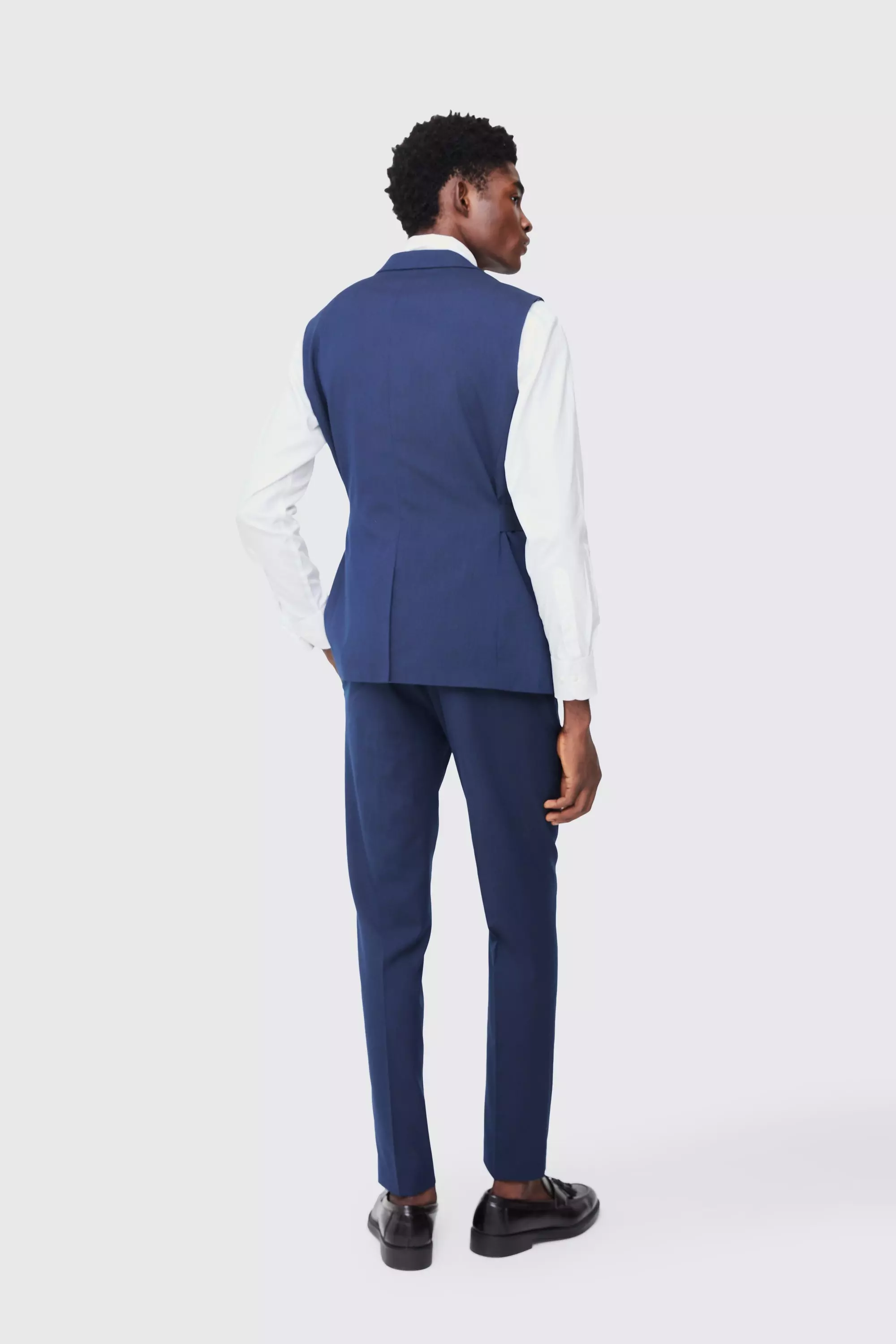 Navy Fixed Waist Slim Pintuck Tailored Trousers alternative image