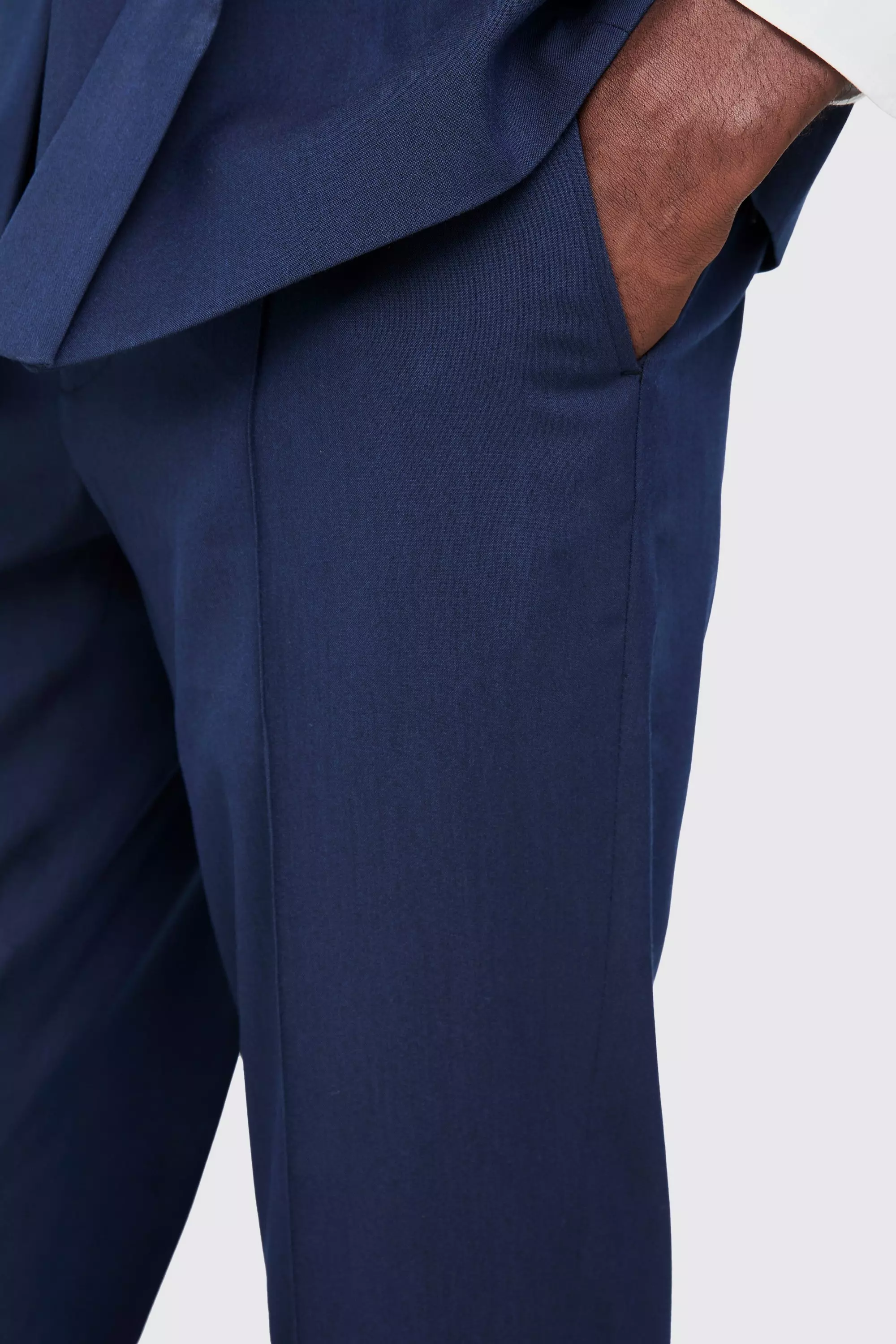 Navy Fixed Waist Slim Pintuck Tailored Trousers alternative image