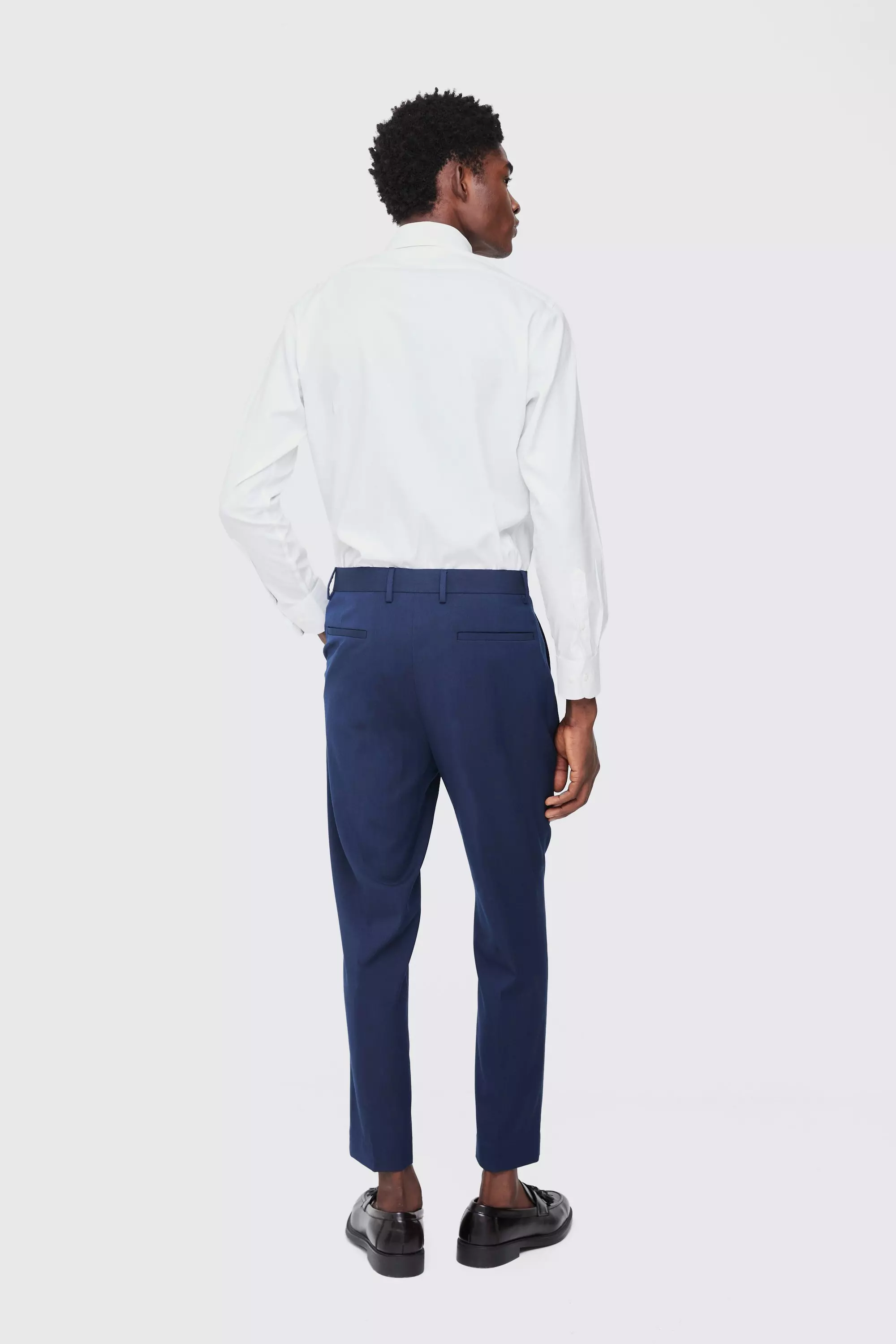 Fixed Waist High Rise Tapered Crop Tailored Pants | boohooMAN USA