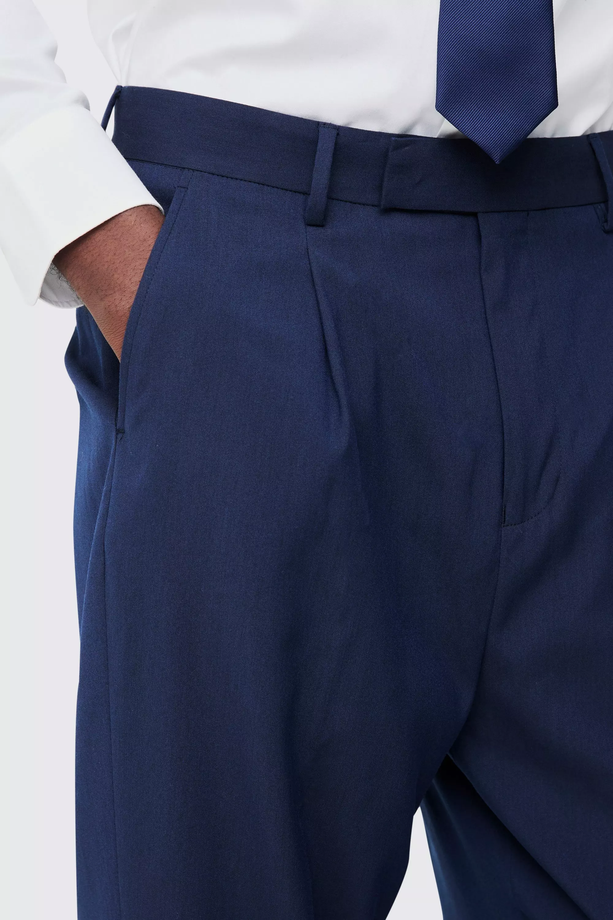 Fixed Waist High Rise Tapered Crop Tailored Pants | boohooMAN USA
