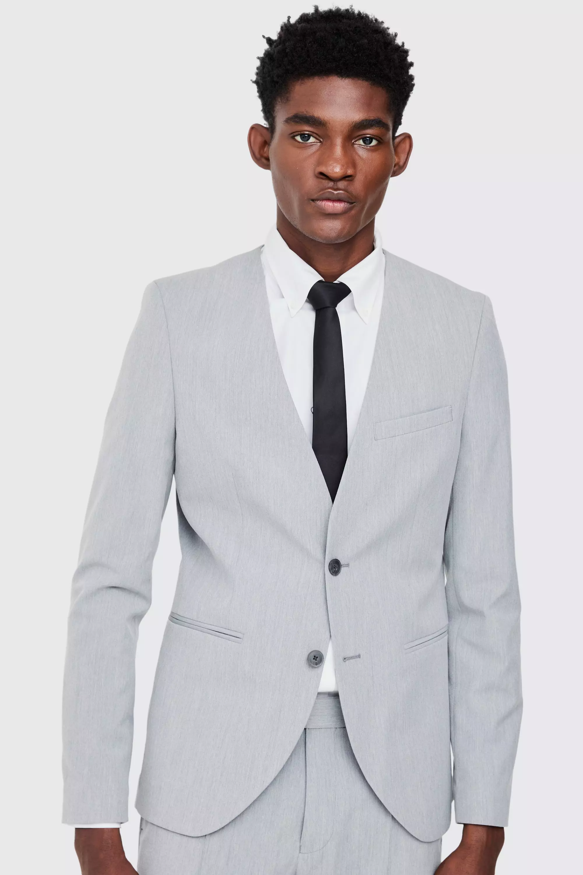 Grey Skinny Fit Cropped Tailored Trousers alternative image
