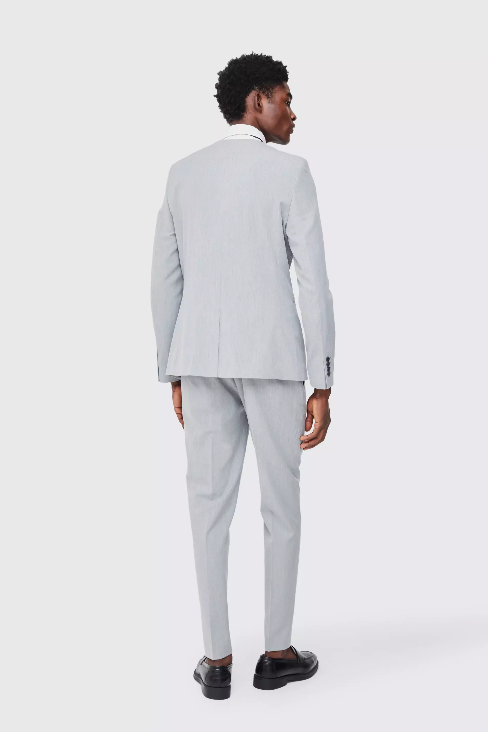 Grey Skinny Fit Collarless Single Breasted Blazer alternative image